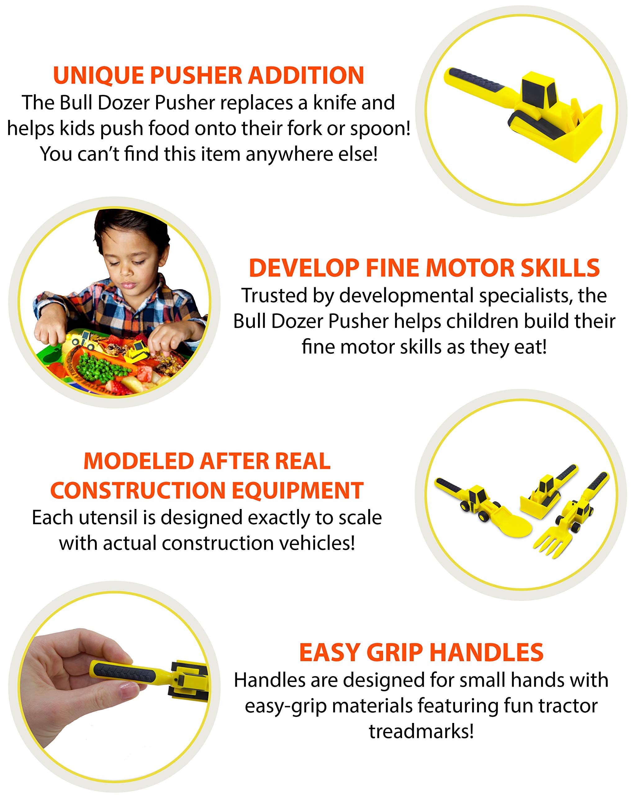 Constructive Eating - Toddler Utensils Made in USA - Construction Silverware for Toddlers - Construction Utensils for Kids - Con