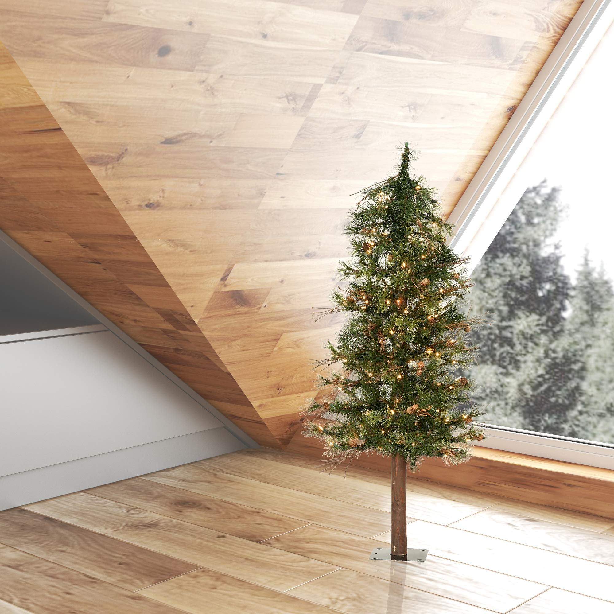 Vickerman 3' Mixed Country Alpine Artificial Christmas Tree, Clear Dura-Lit Mini Lights - Faux Christmas Tree - Seasonal Indoor