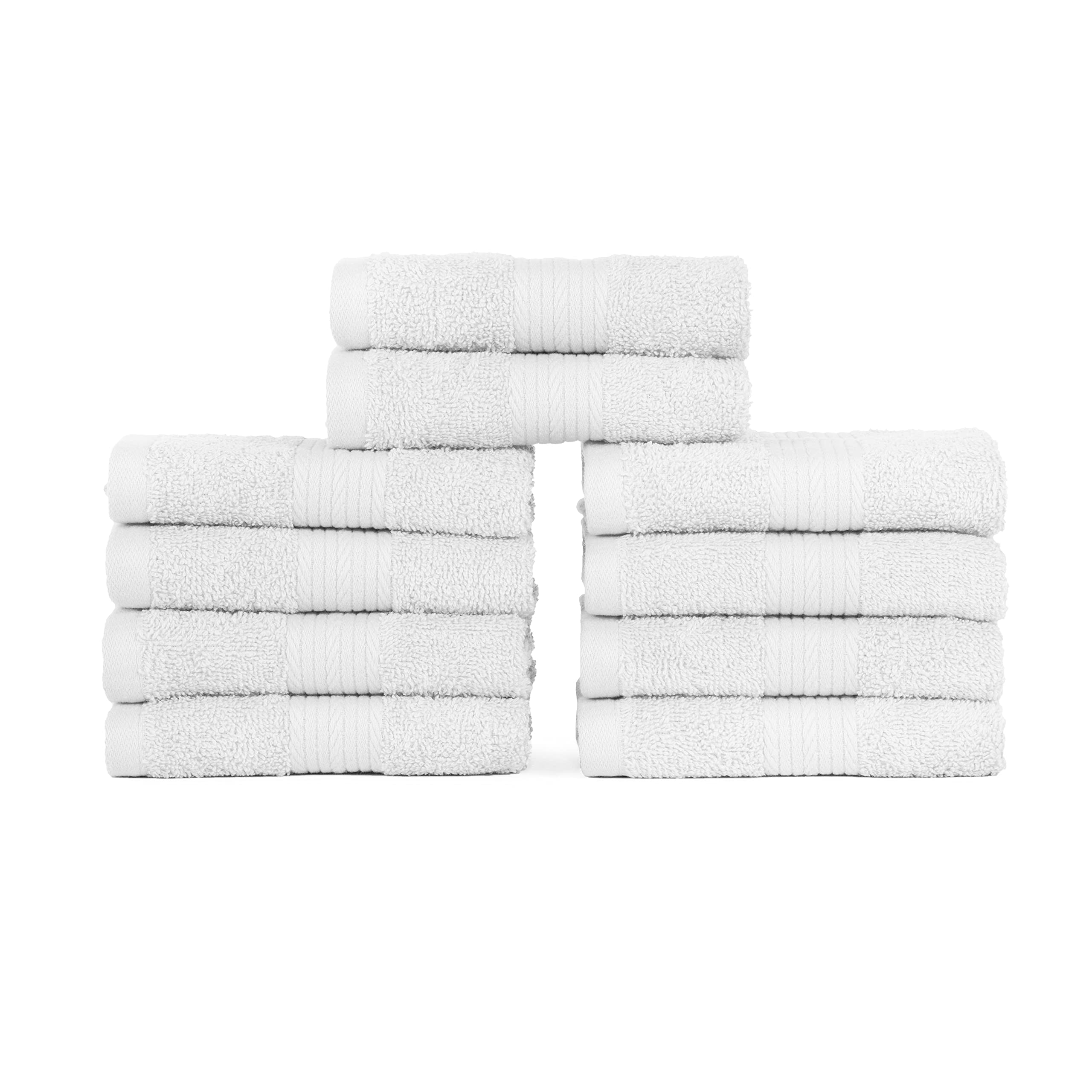 Ample Decor Wash Cloths Pack Of 10, 600 Gsm 100% Cotton Soft Absorbent, Premium Quality Durable Ideal For Bathroom, Pool, Hotel,