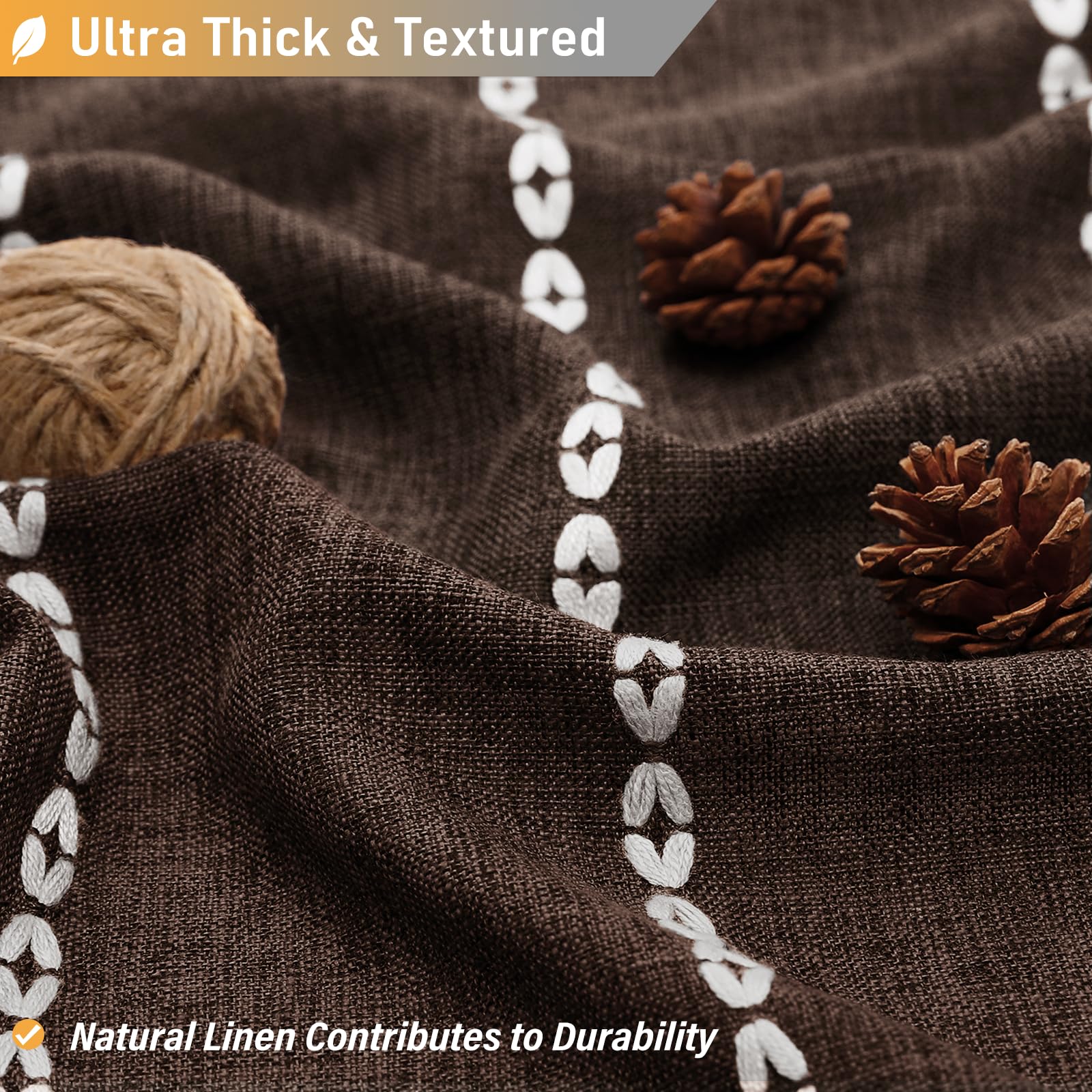 Bttn Boho Shower Curtain, Bohemian Linen Fabric Heavy Duty Striped Shower Curtains Set With Tassel, Water Repellent, Farmhouse A