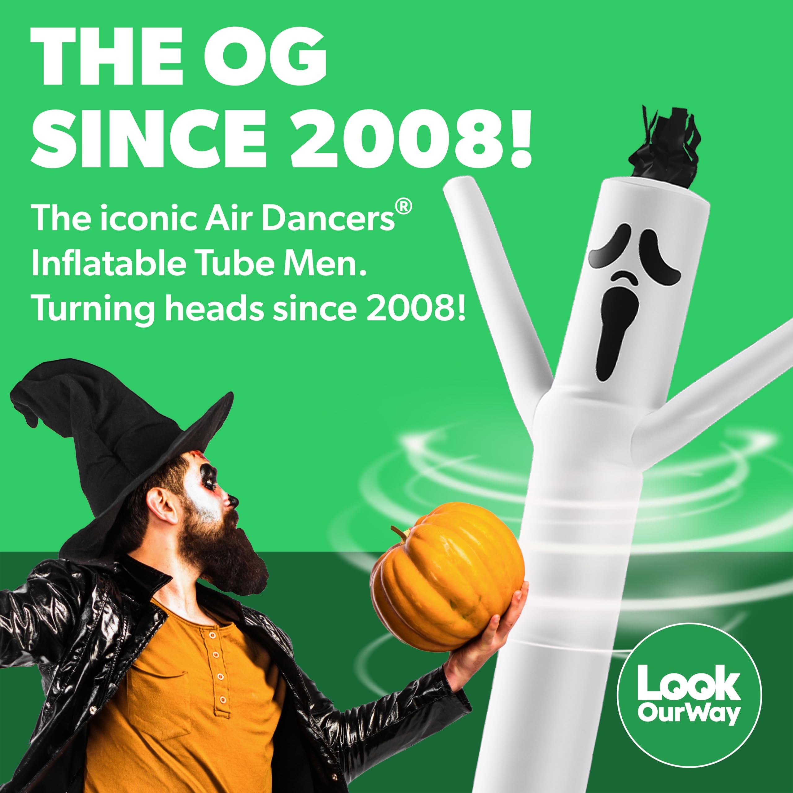LookOurWay Halloween Air Dancers Inflatable Tube Man Set | 10ft Ghost Wacky Waving Inflatable with 12-Inch Blower | Outdoor Hall