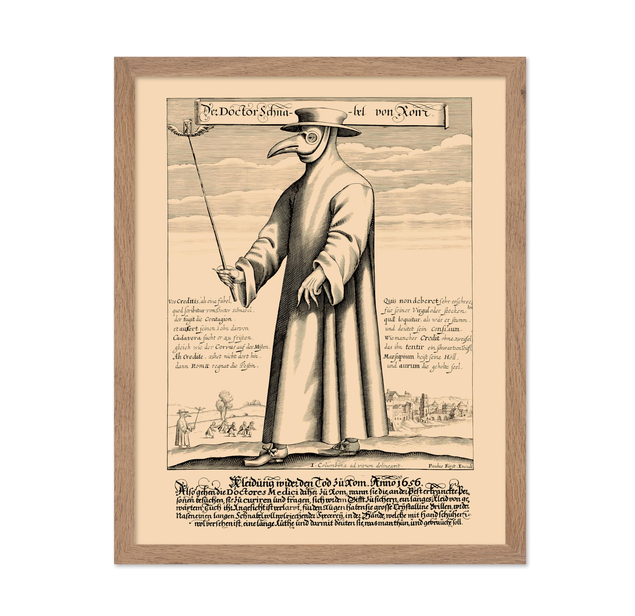 Poster Master Vintage Medieval Poster - Retro Illustration Print - Gift for Friend - Plague Doctor, Pandemic Mask, Physician, Bl