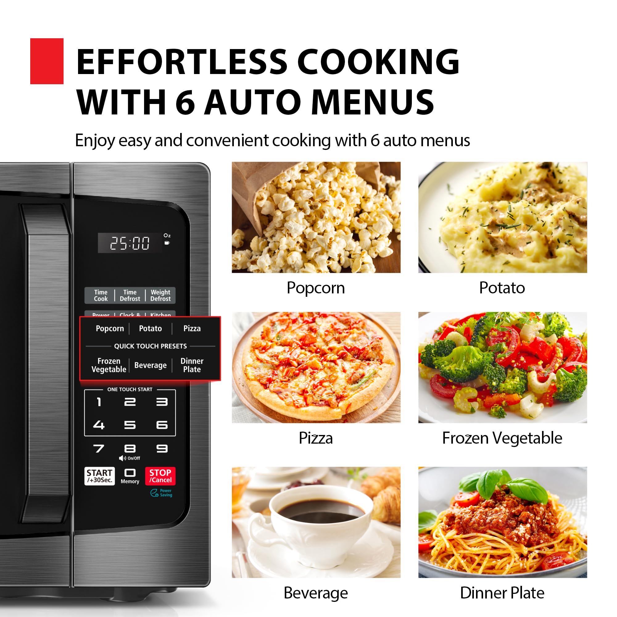 TOSHIBA ML-EM09PA(BS) Small Microwave Oven with 6 Auto Menus, Mute Function & Child Lock, LED Lighting, Perfect for Apartment, 0