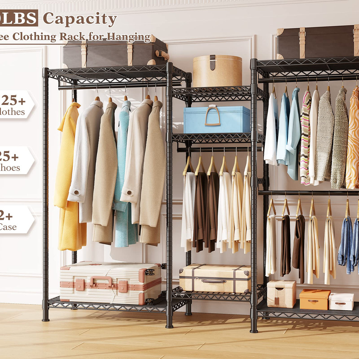 Raybee Clothes Rack Heavy Duty Clothing Racks For Hanging Clothes Adju ...