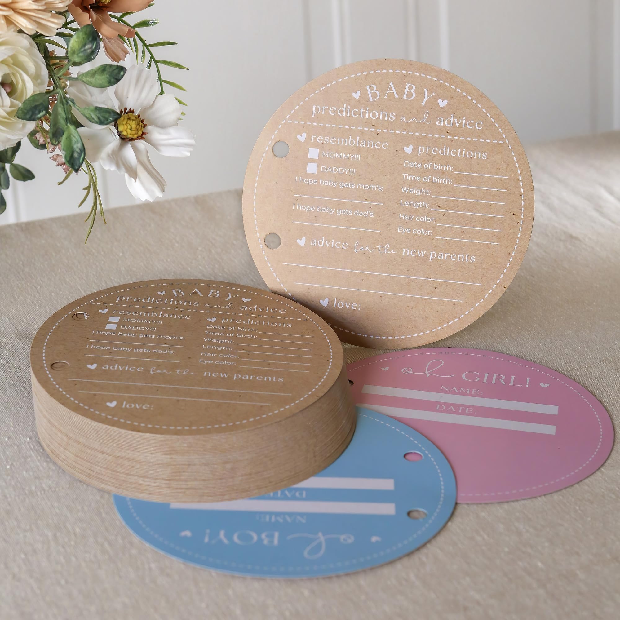 Kate Aspen Advice Book Circle Shape Baby Shower Game/Activity, One Size, Kraft Teddy Bear Prediction Card Keepsake