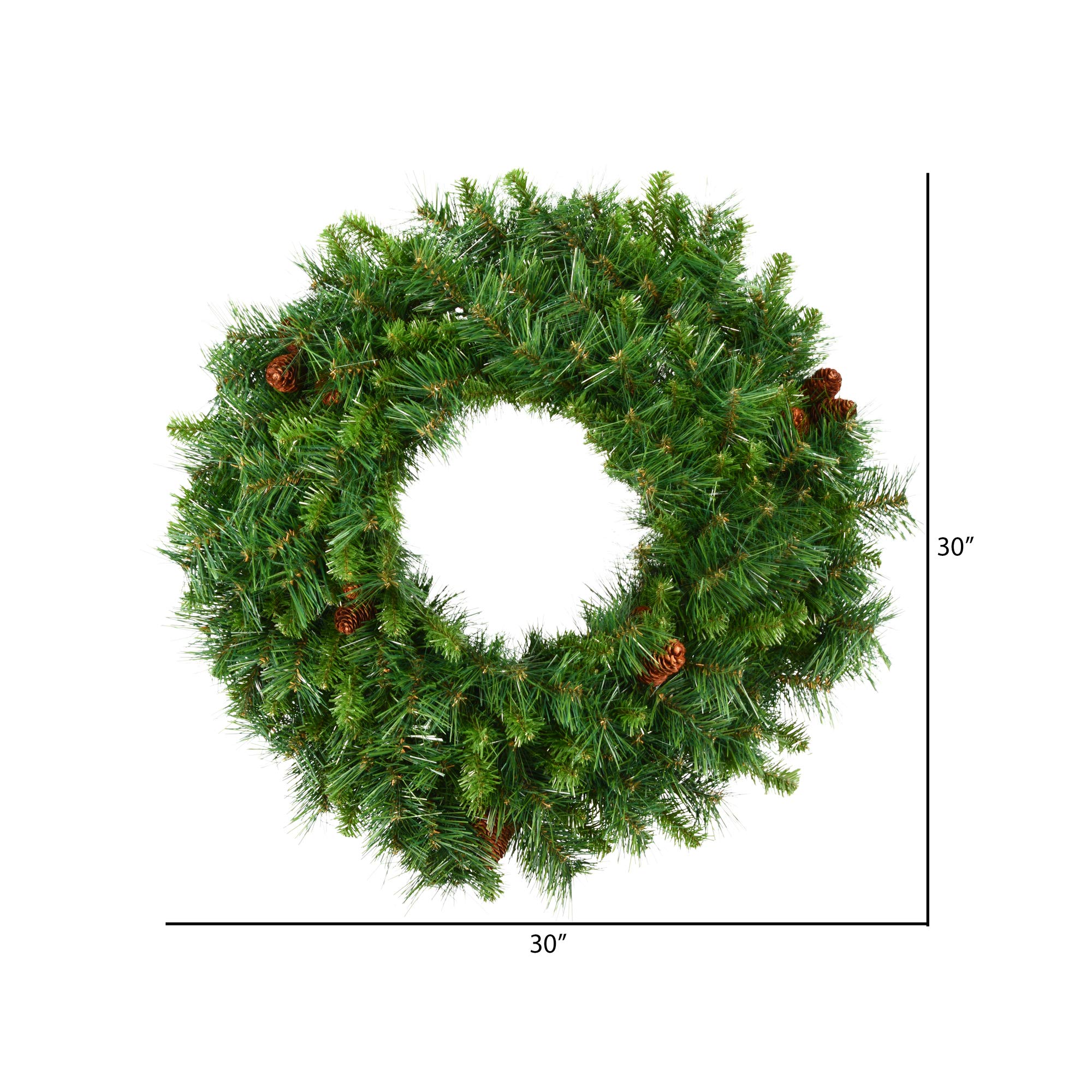Vickerman 30 Cheyenne Pine Artificial Christmas Wreath with 260 PVC Tips - Indoor and Outdoor Use- Seasonal Holiday Decor - Feat
