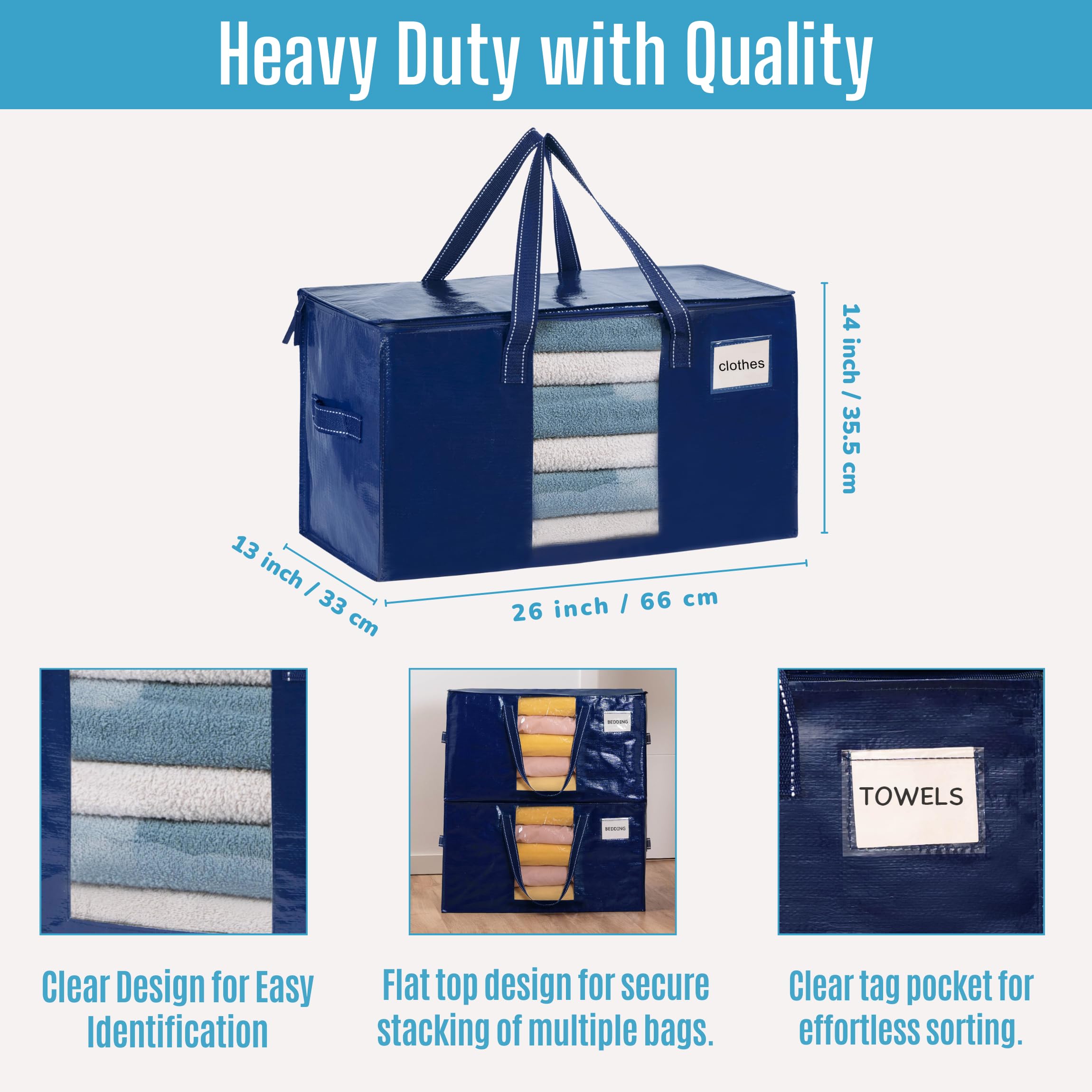 VENO 6 Pack Moving Bags, Comforter and Blanket Storage Bags for Closet, Moving Boxes, Boxes with Lids Alternative, College Dorm
