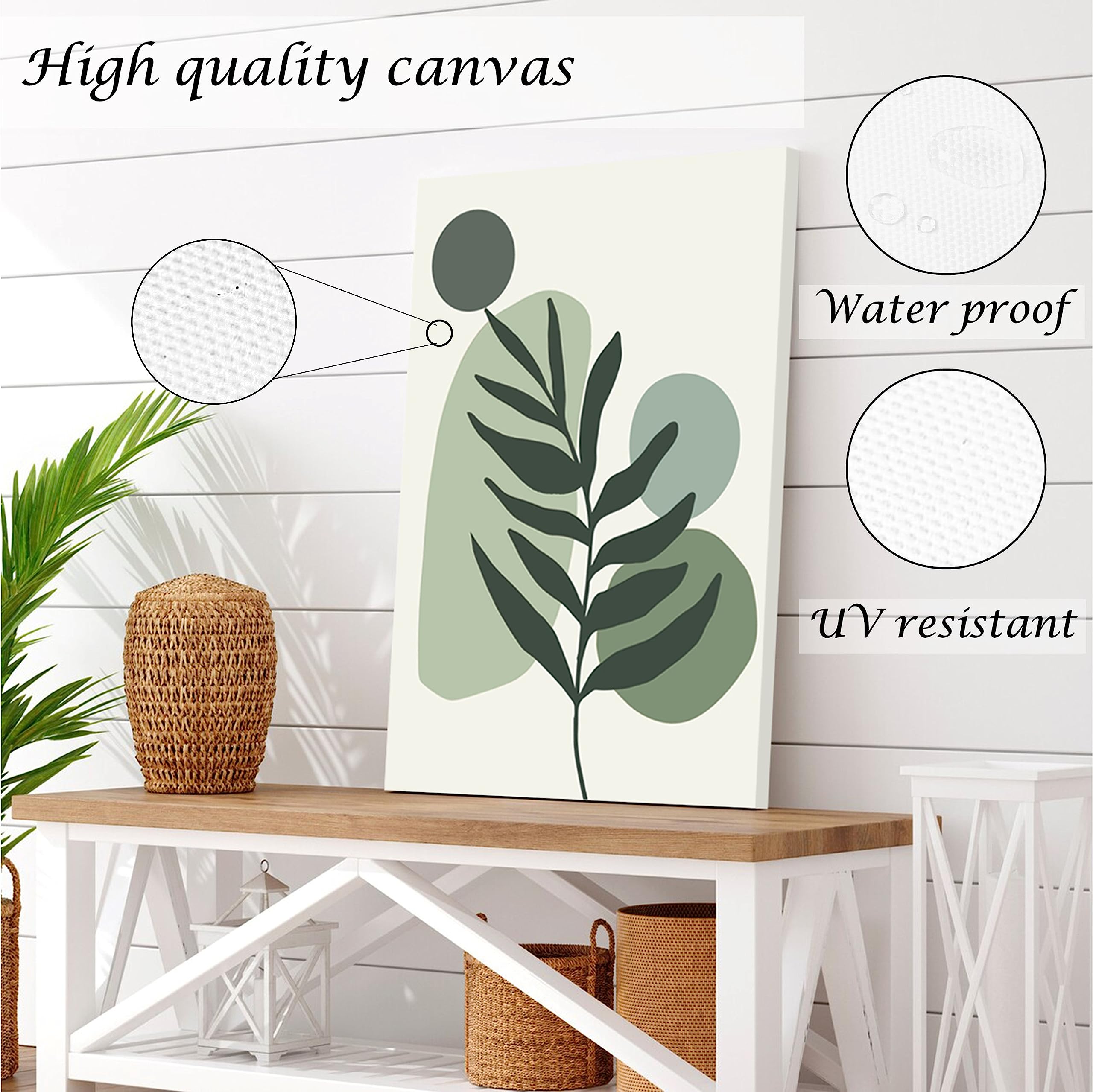 Induslyfe Large Framed Boho Canvas Wall Art Set Of 3, Mid Century Modern Room Decor, Minimalist Geometric Abstract Boho Bathroom
