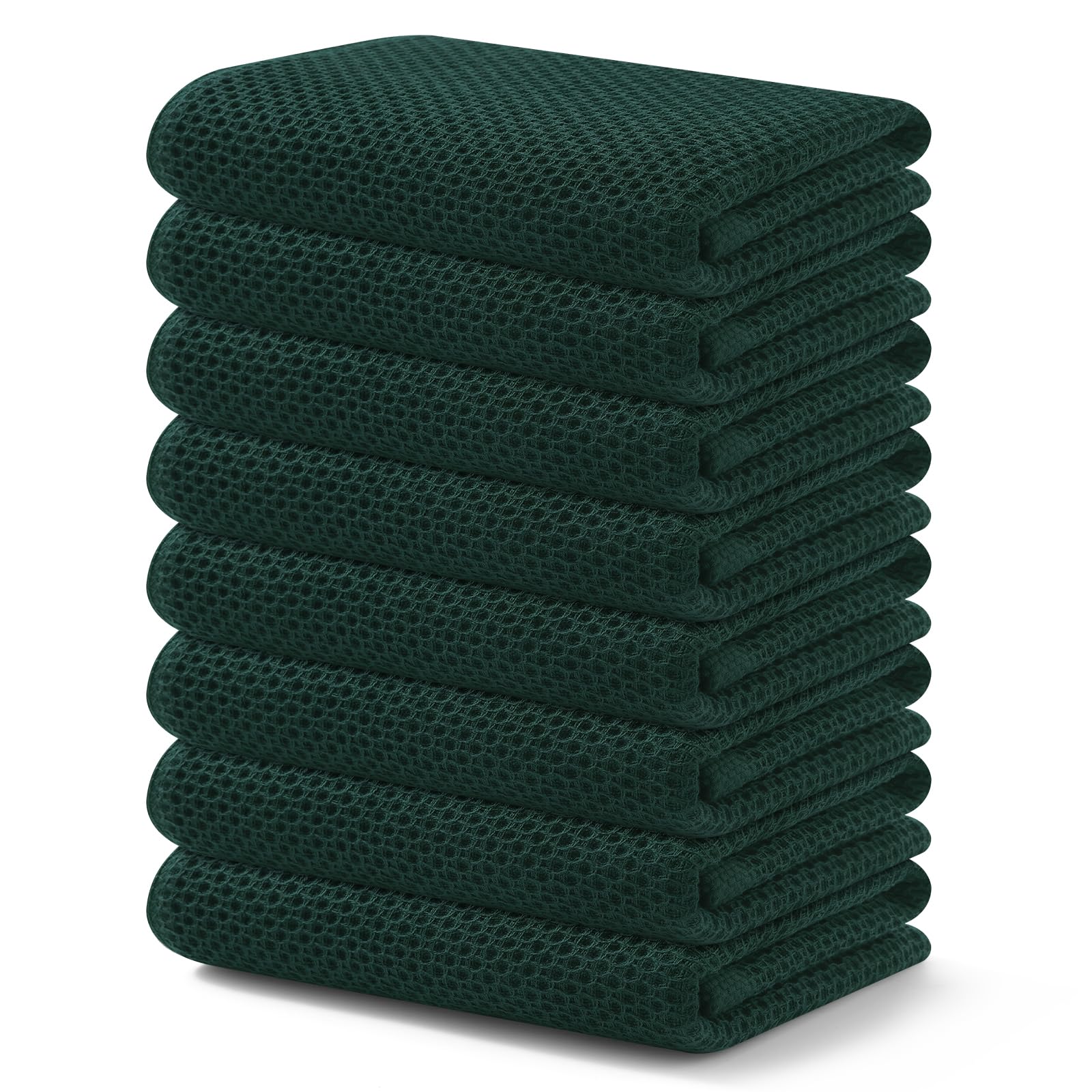 Kitinjoy 100% Cotton Waffle Weave Kitchen Towels, 8-Pack Super Soft and Absorbent Dish Towels for Drying Dishes, Kitchen Hand To