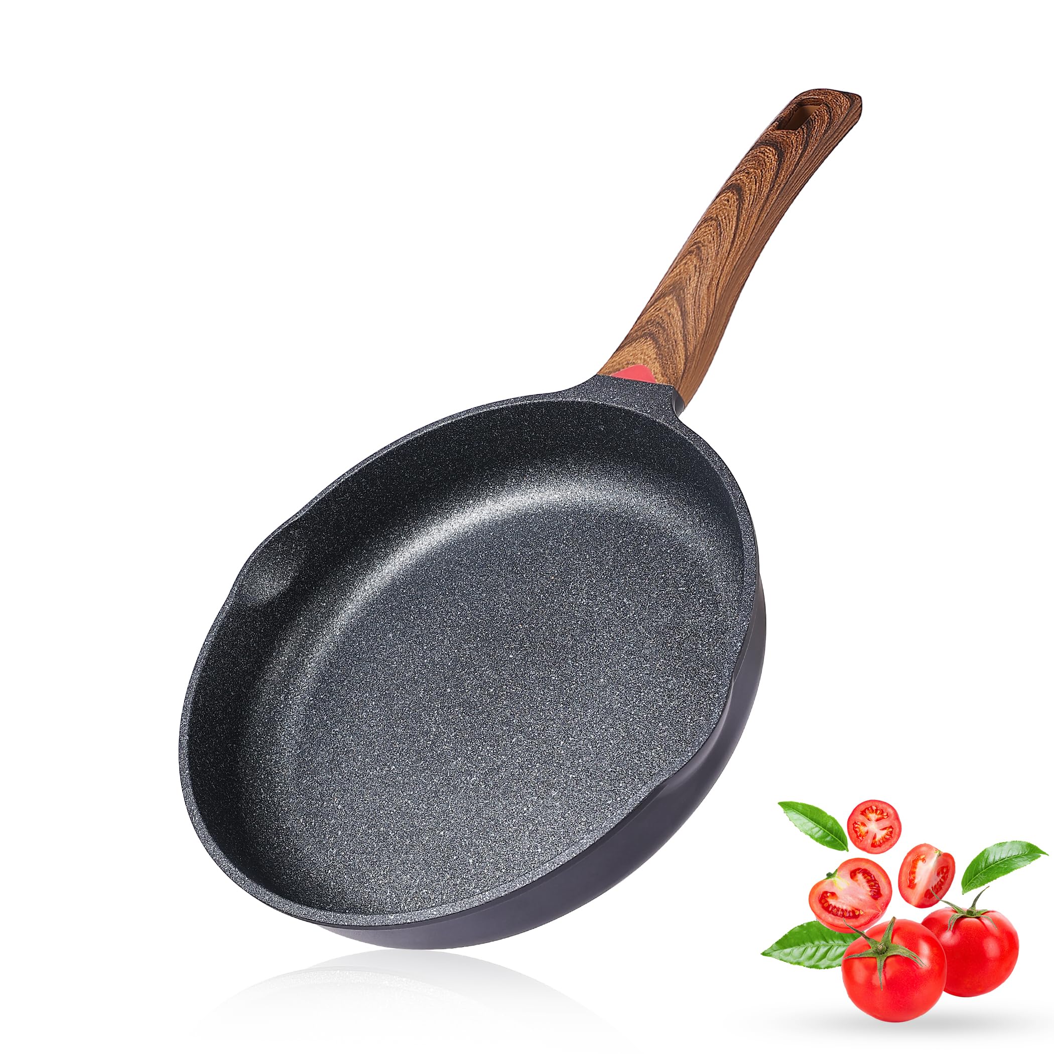 Vinchef Nonstick Frying Pan Anti Scratch,8 Inch Skillet Cast Aluminum Cookware, Induction Compatible,Black