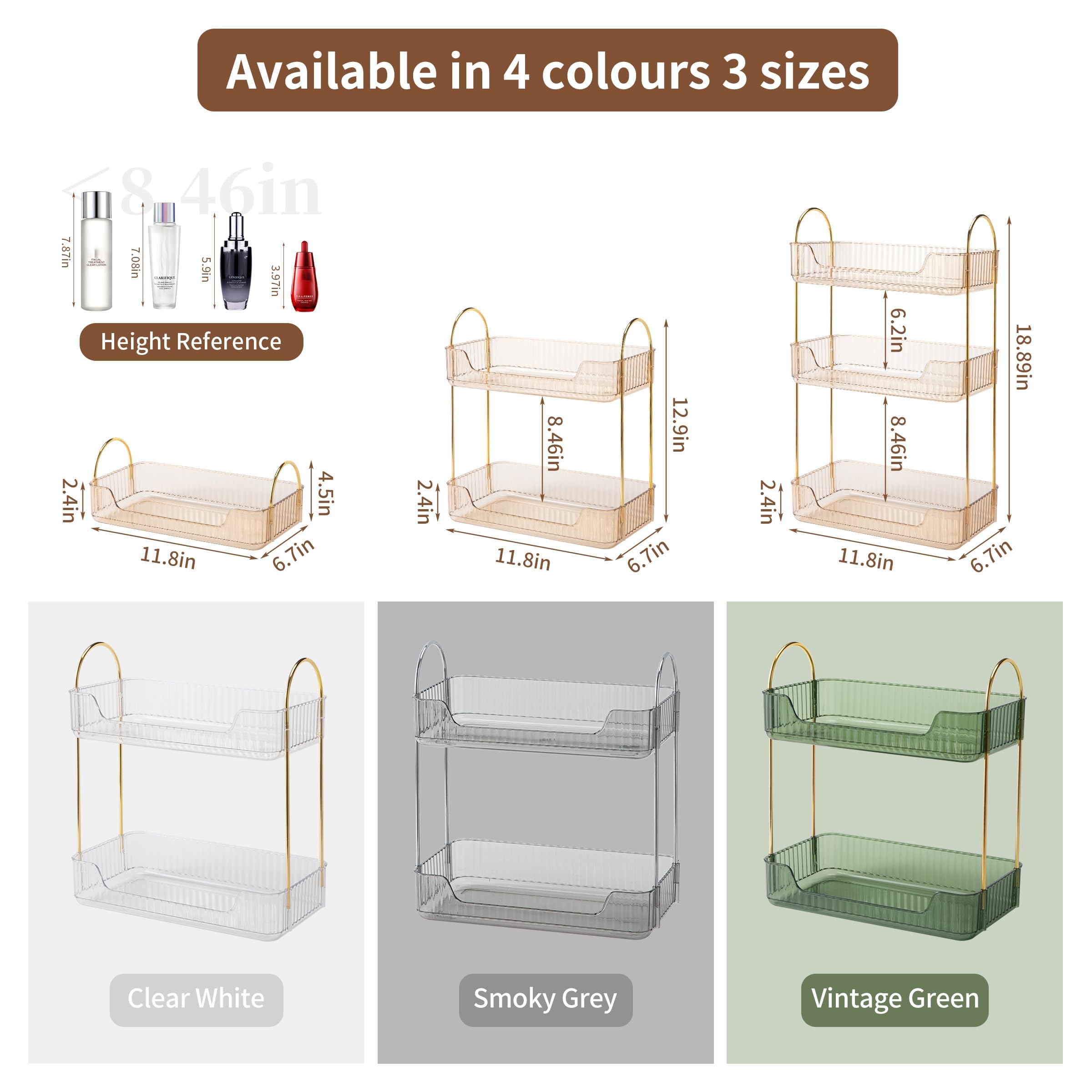 Ycia&Done Bathroom Organizer Countertop,2 Tiers Bathroom Counter Organizer, Skincare Organizers,Cosmetics Shelf, Perfume Holder