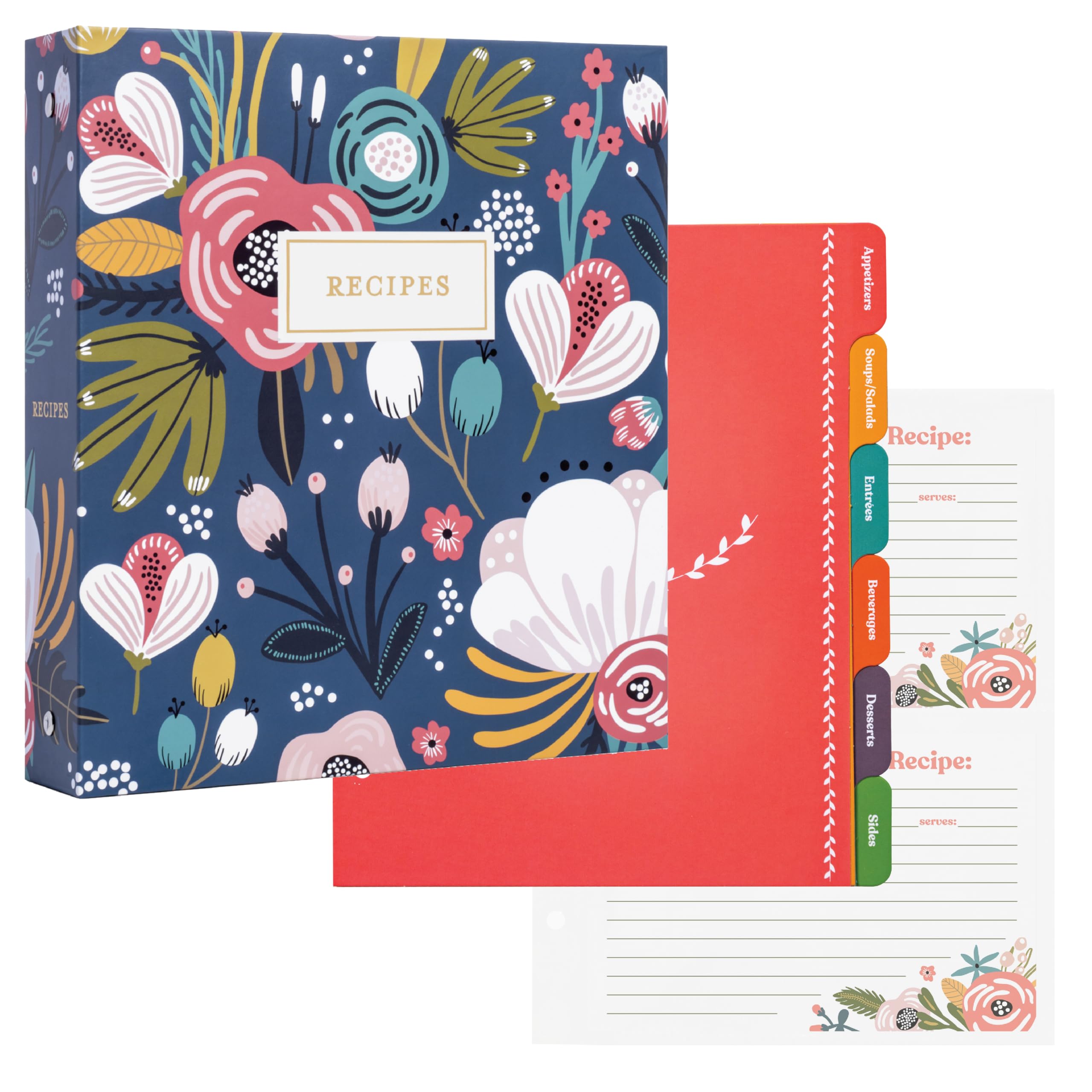 Jot & Mark Recipe 3 Ring Binder 8.5'' X 9.5'' | Full-Page With Clear Protective Sleeves And Color Printing Paper For Family Reci