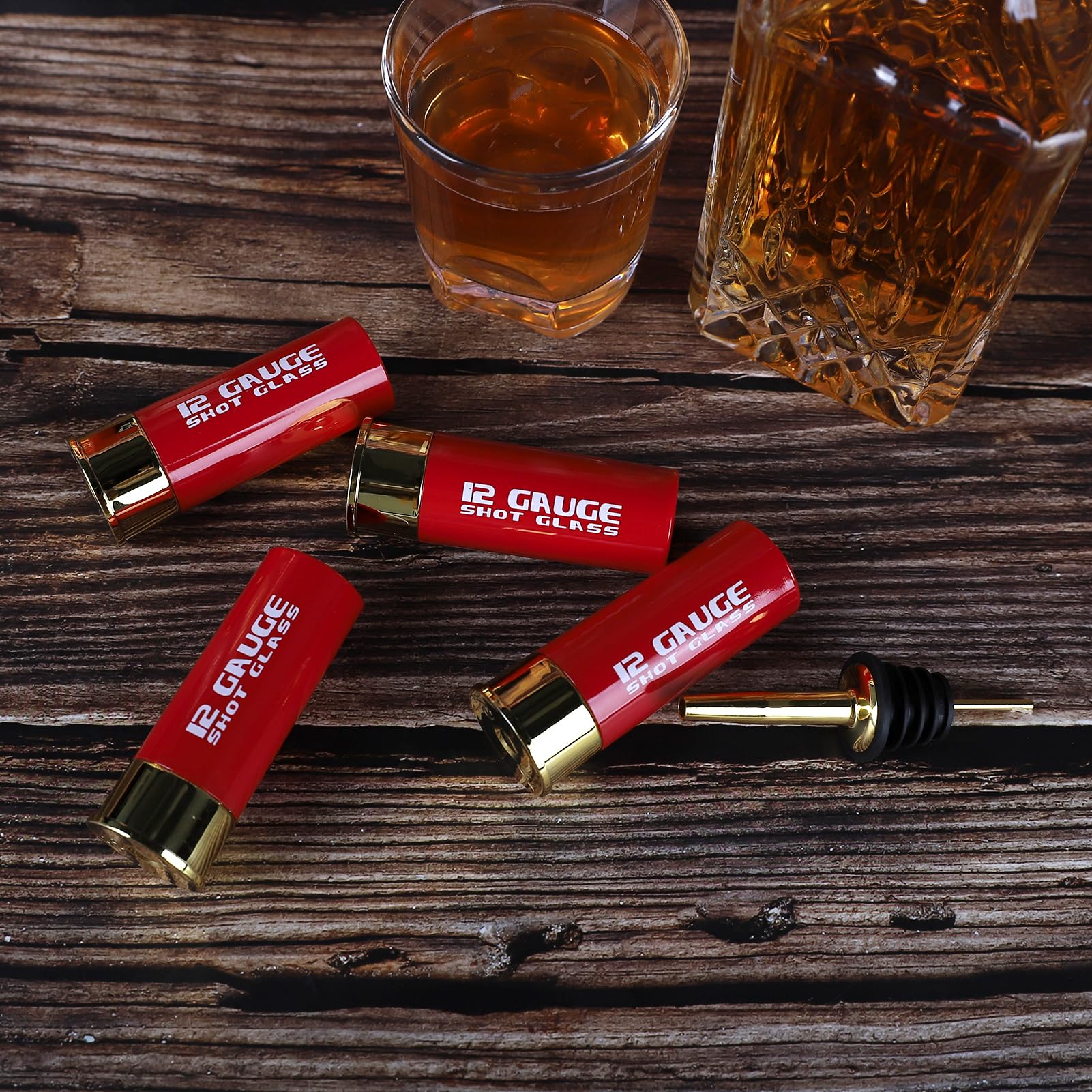 MyMealivos 12 Gauge Shot Glasses  Durable Plastic Shot Glasses  Great Drinking Glass Set (Red+logo)