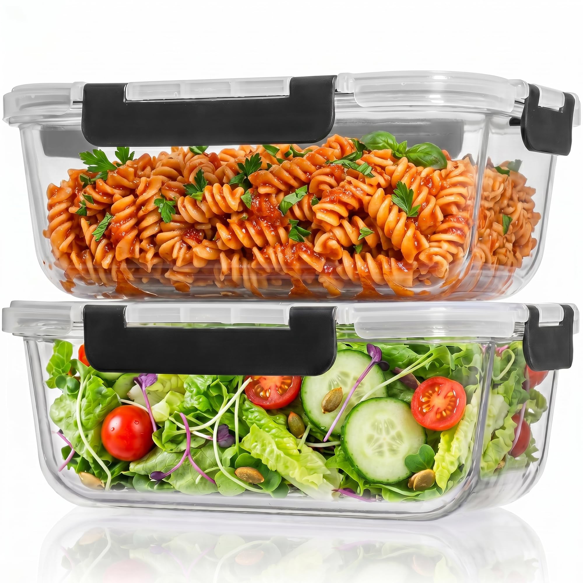 Razab 2 Pcs 1860ml / 63 Oz Large Glass Food Storage Containers with Lids  Glass Meal Prep Containers with Locking Lids for Roas