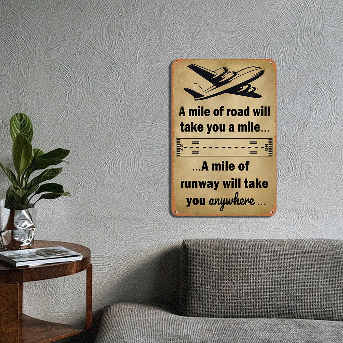 Aviation Metal Sign - Vintage Airplane Travel Tin Sign 8x12 Inch, Retro Wall Art for Home Office, Posters for Pilots, Airplane N