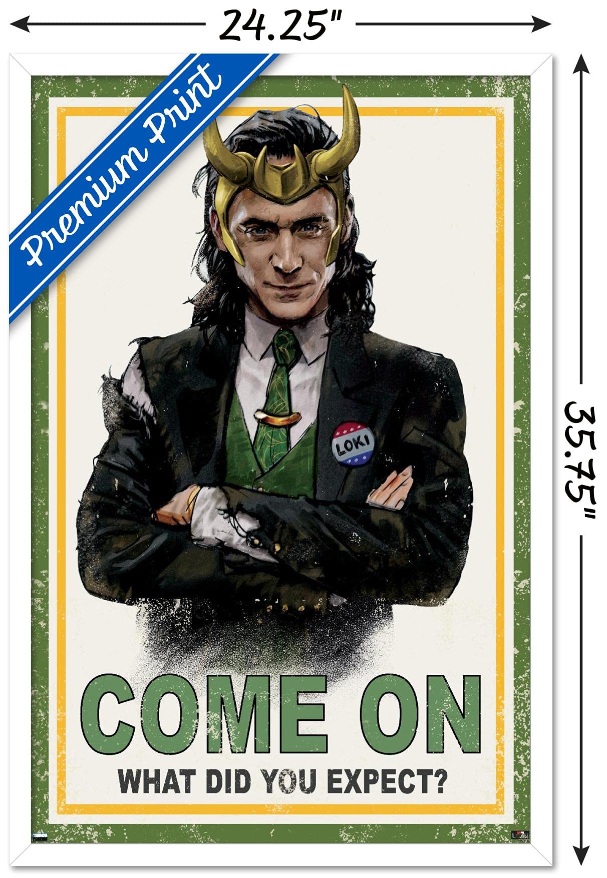 Trends International Marvel Loki-What Did You Expect Wall Poster, 22.375'' X 34'', White Framed Version