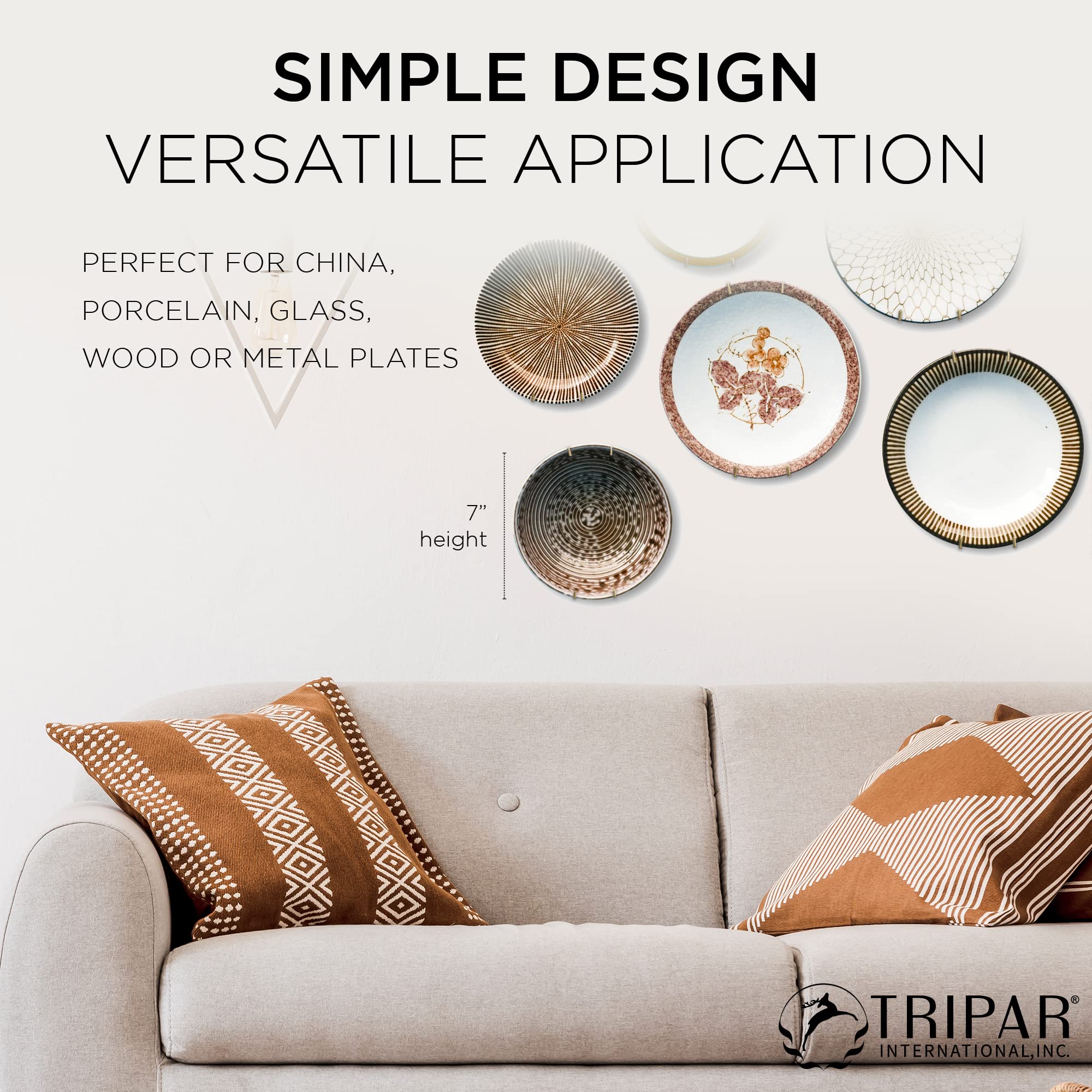 Tripar 5-7 Inch Brass Plate Wire Wall Plate Hanger