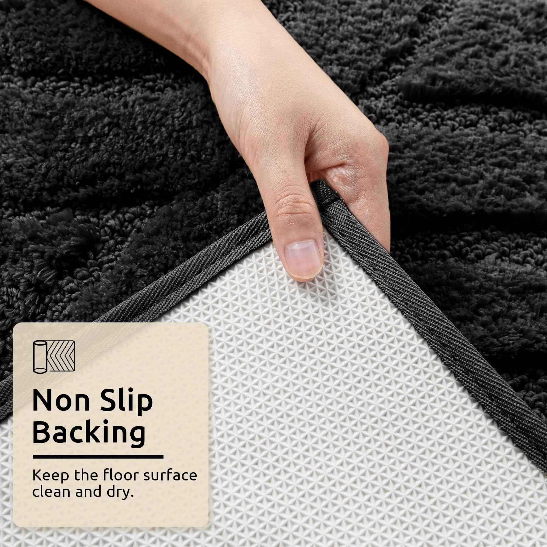 Dexde Black Bathroom Rugs Boho Bath Mat Non Slip Geometric Luxury Soft Washable Carpet For Bathroom Shower Kitchen Entryway Mode