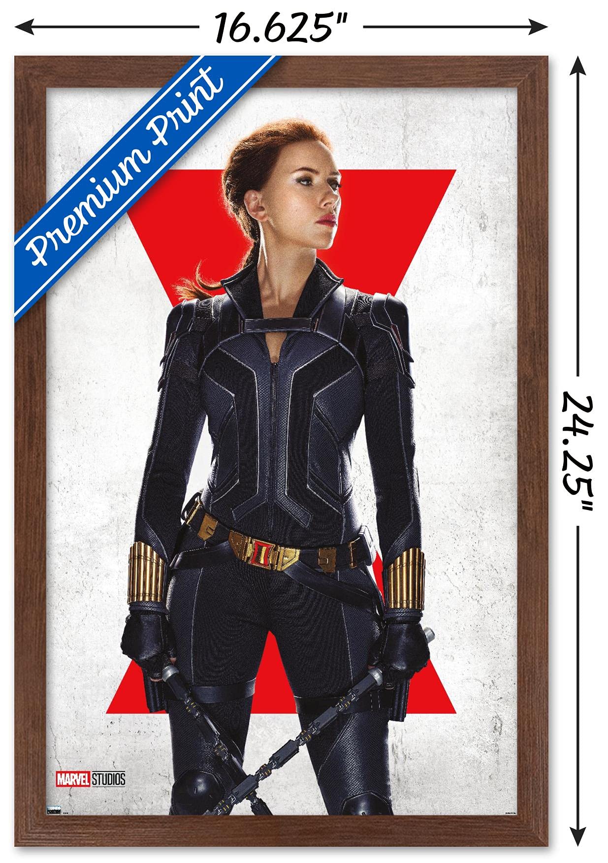 Trends International Marvel Black Widow - Black Widow One Sheet Wall Poster, 14.72'' X 22.37'', Mahogany Framed Version