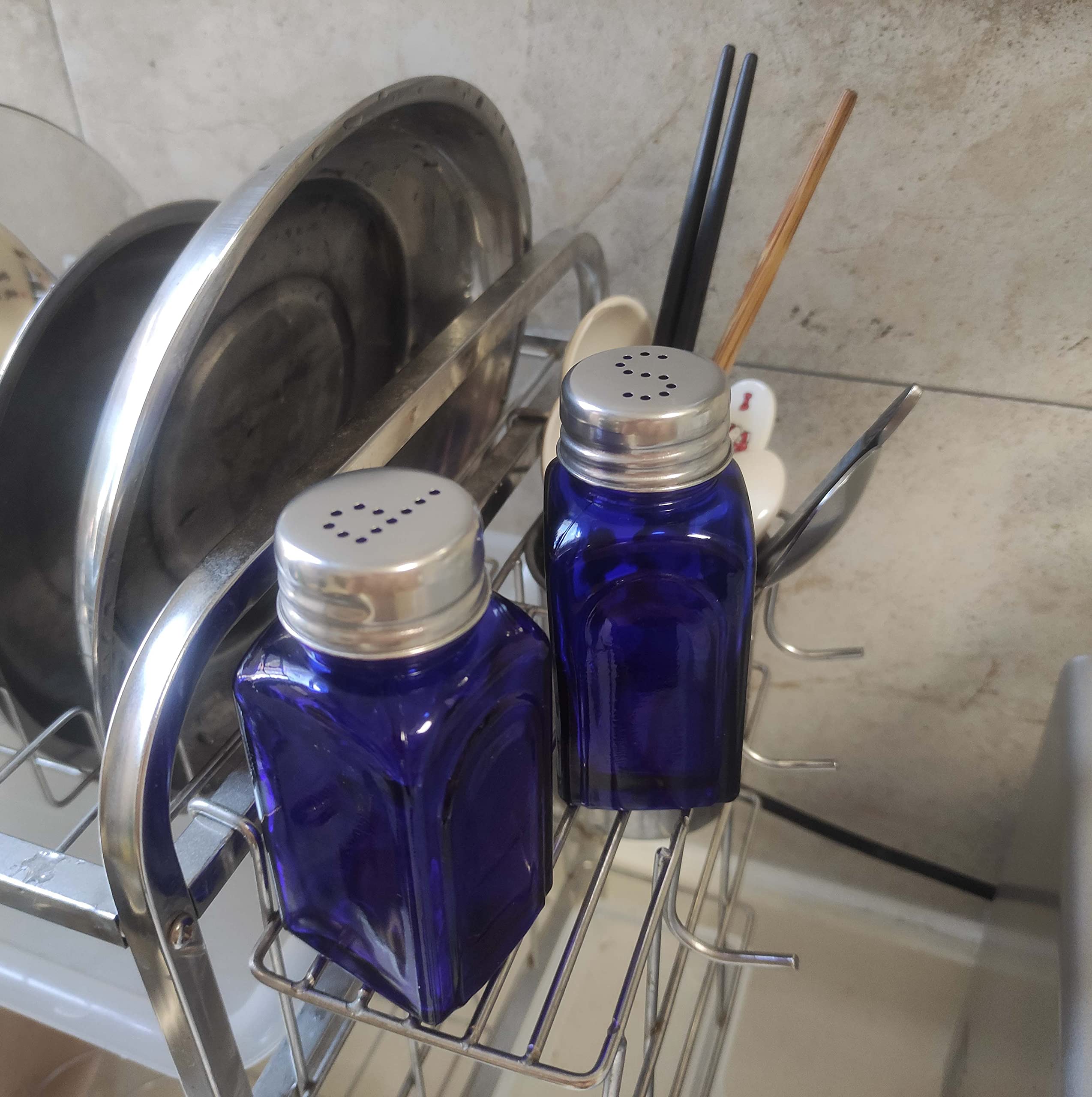 Sunwish Homewares Ritadeshop Retro Glass Salt And Pepper Shakers Set (2, Cobalt Blue)