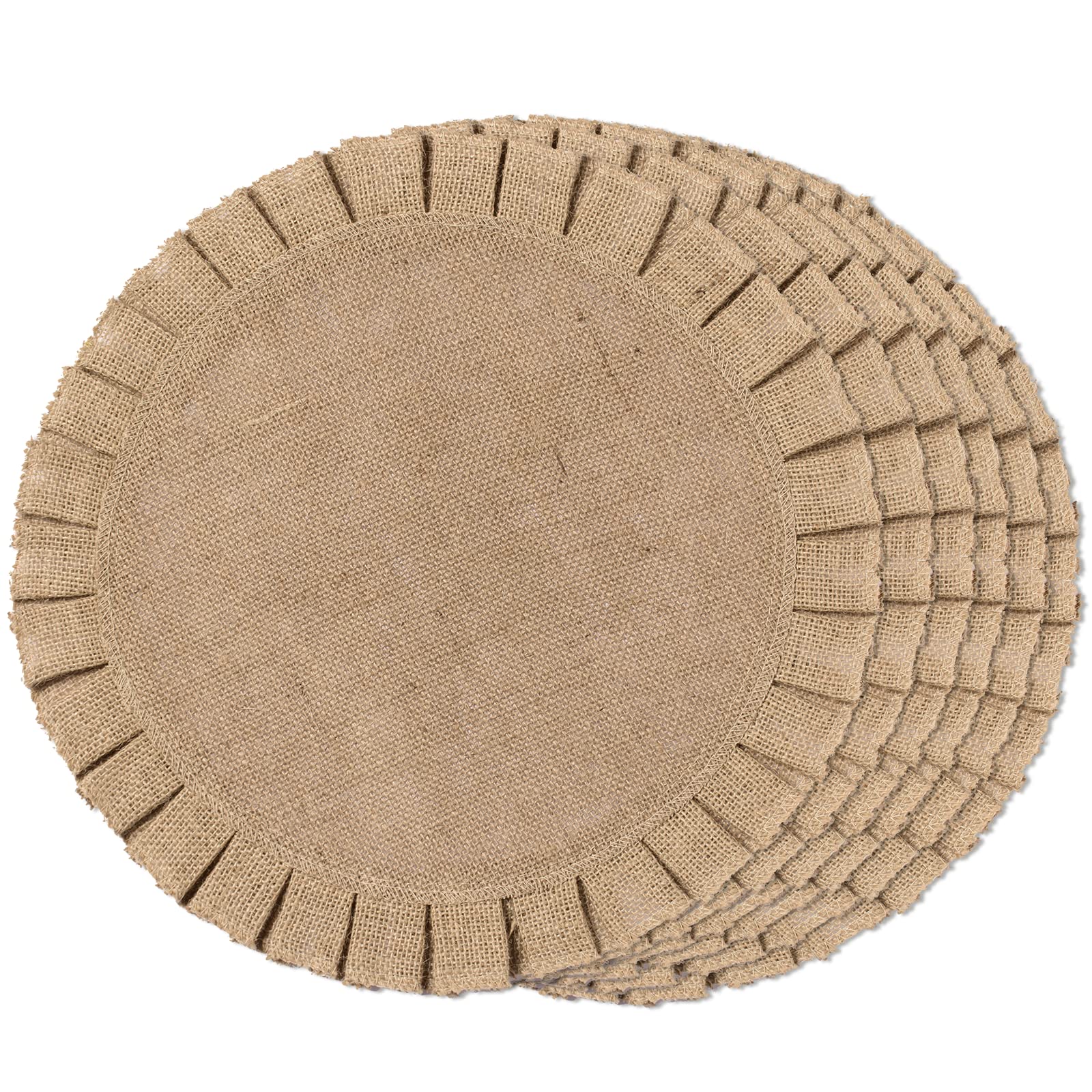 Funwheat Burlap Round Braided Placemats Set Of 6 For Dining Tables 15 Inch Heat Resistant Jute Table Mats Farmhouse Woven Fabric