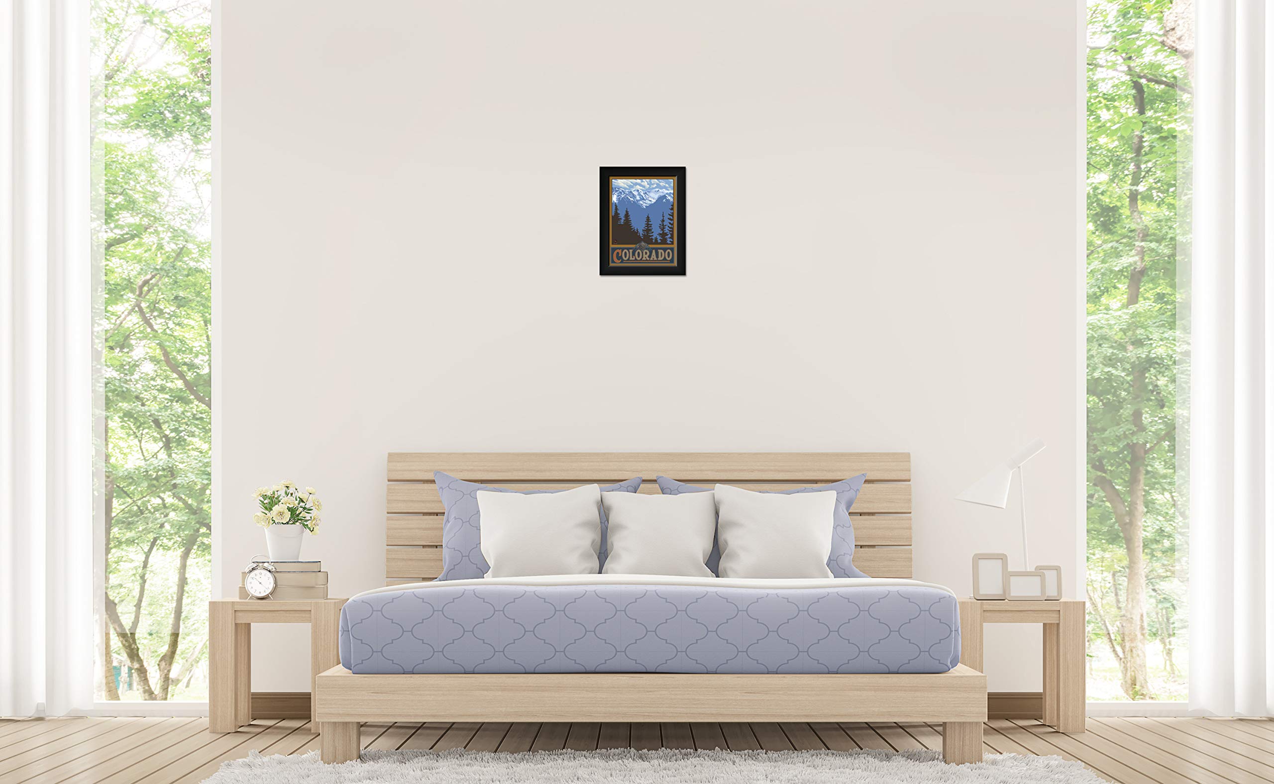 Colorado Snowy Mountain Ridges Professionally Framed Art Print From Travel Artwork By Artist Paul A. Lanquist Framed Art Size: 1