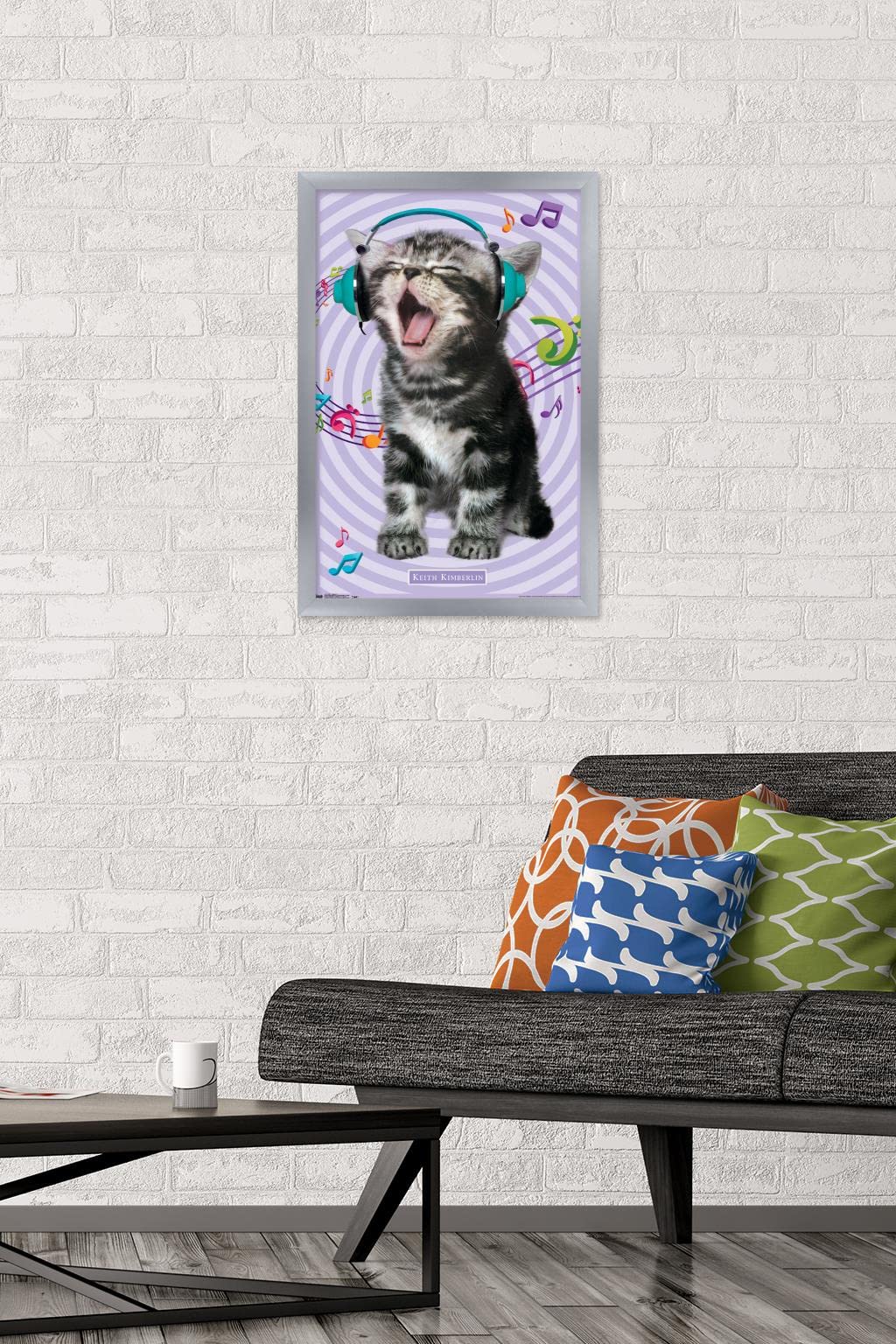 Trends International Keith Kimberlin - Kitten - Singing Wall Poster, 14.725'' X 22.375'', Silver Framed Version
