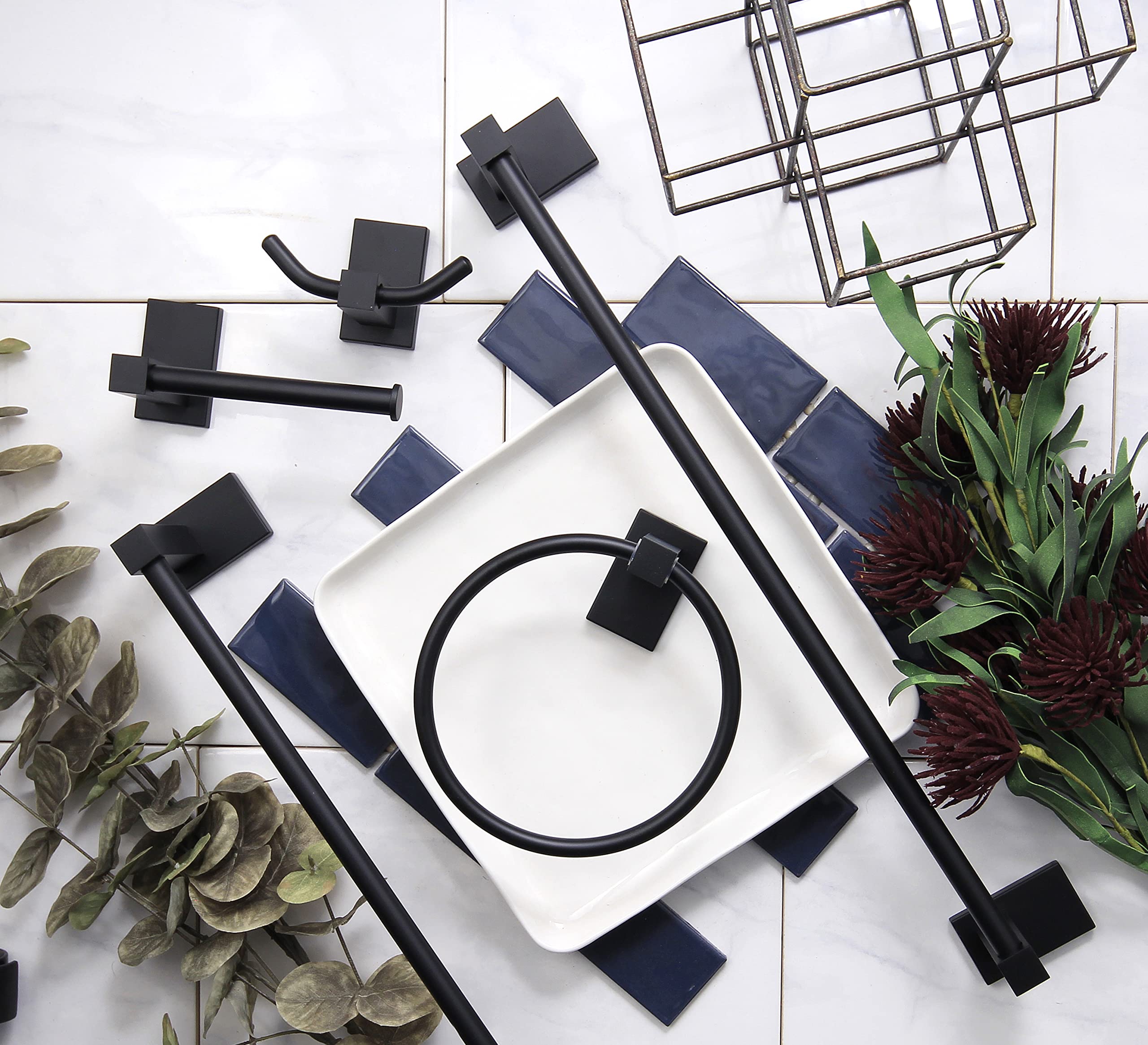 Kingston Brass BAHK8212478MB 5-Piece Bathroom Accessory Set  Matte Black