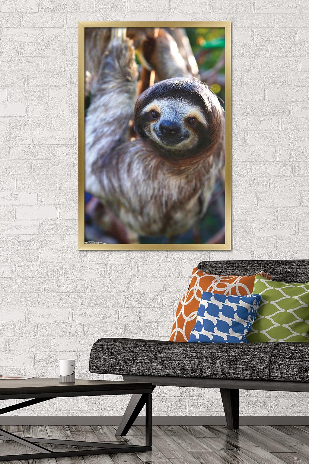 Trends International Sloth - Smile Wall Poster, 22.375'' X 34'', Gold Framed Version