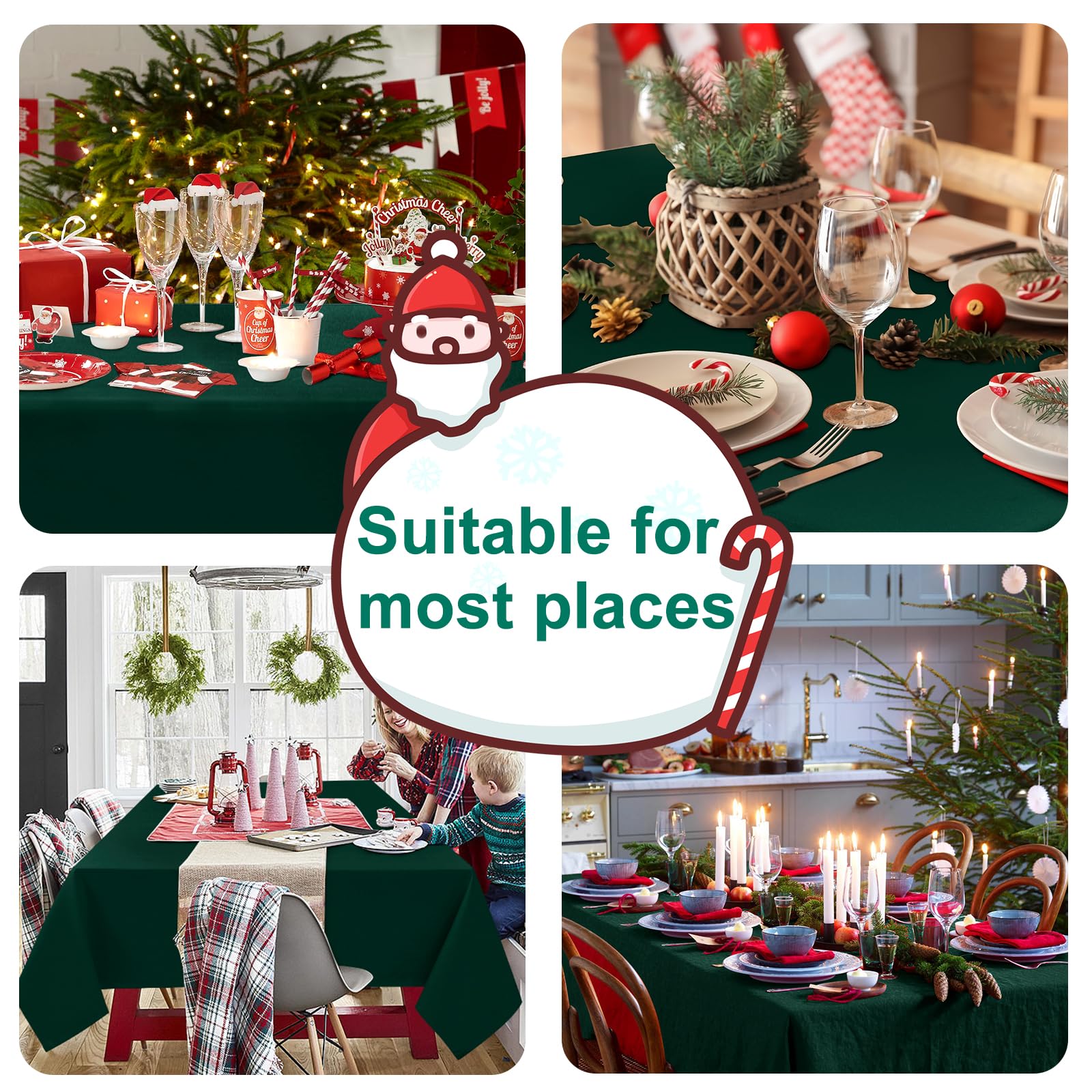 Hiasan Waterproof Tablecloth Rectangle - Washable Fabric Table Cloth For Dining Room Christmas Kitchen Birthday Party And Outdoo