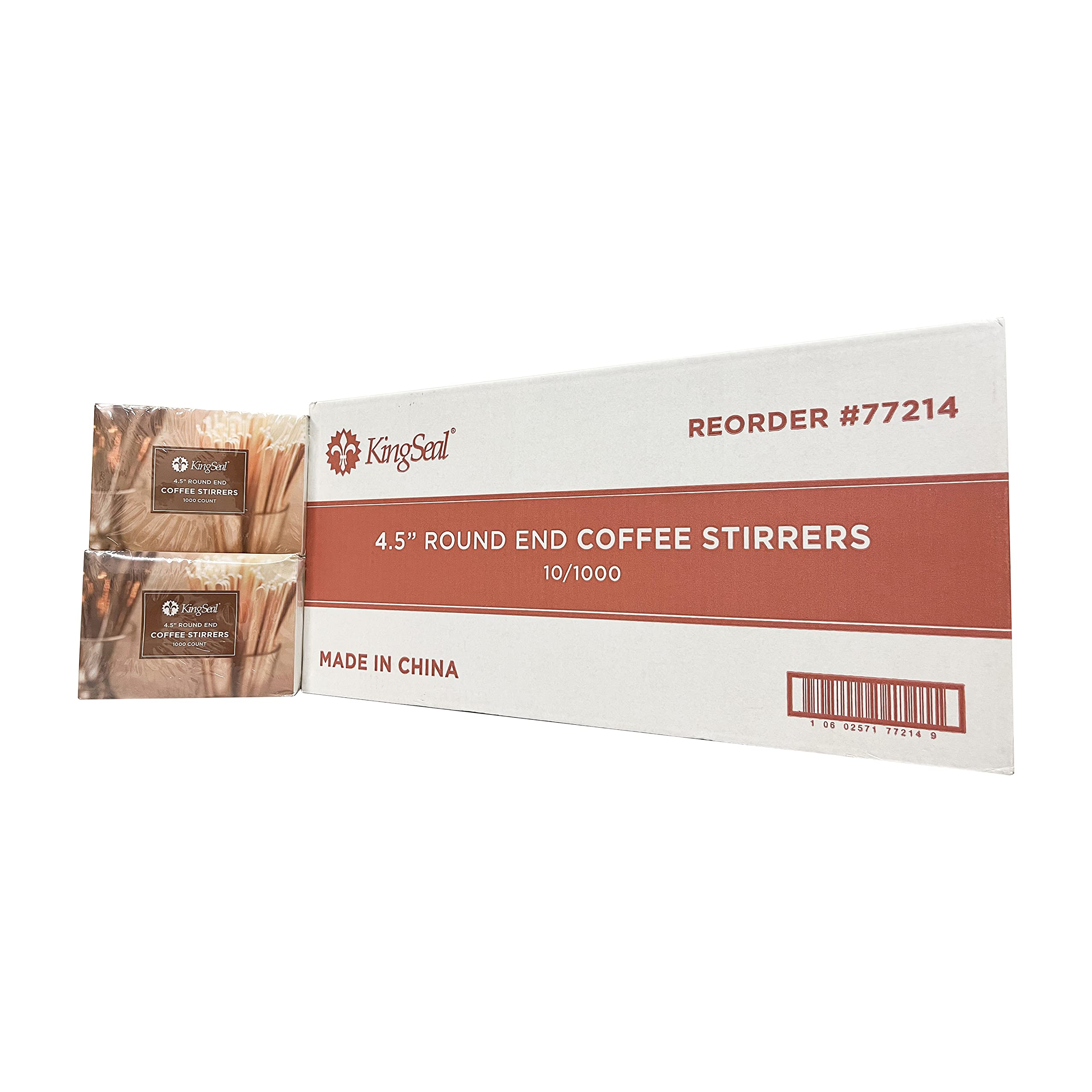 Kingseal Natural Birch Wood Coffee Beverage Stirrers, Stir Sticks, Waxing Sticks, 4.5 Inches, Round End - 2 Packs Of 1000 (2000