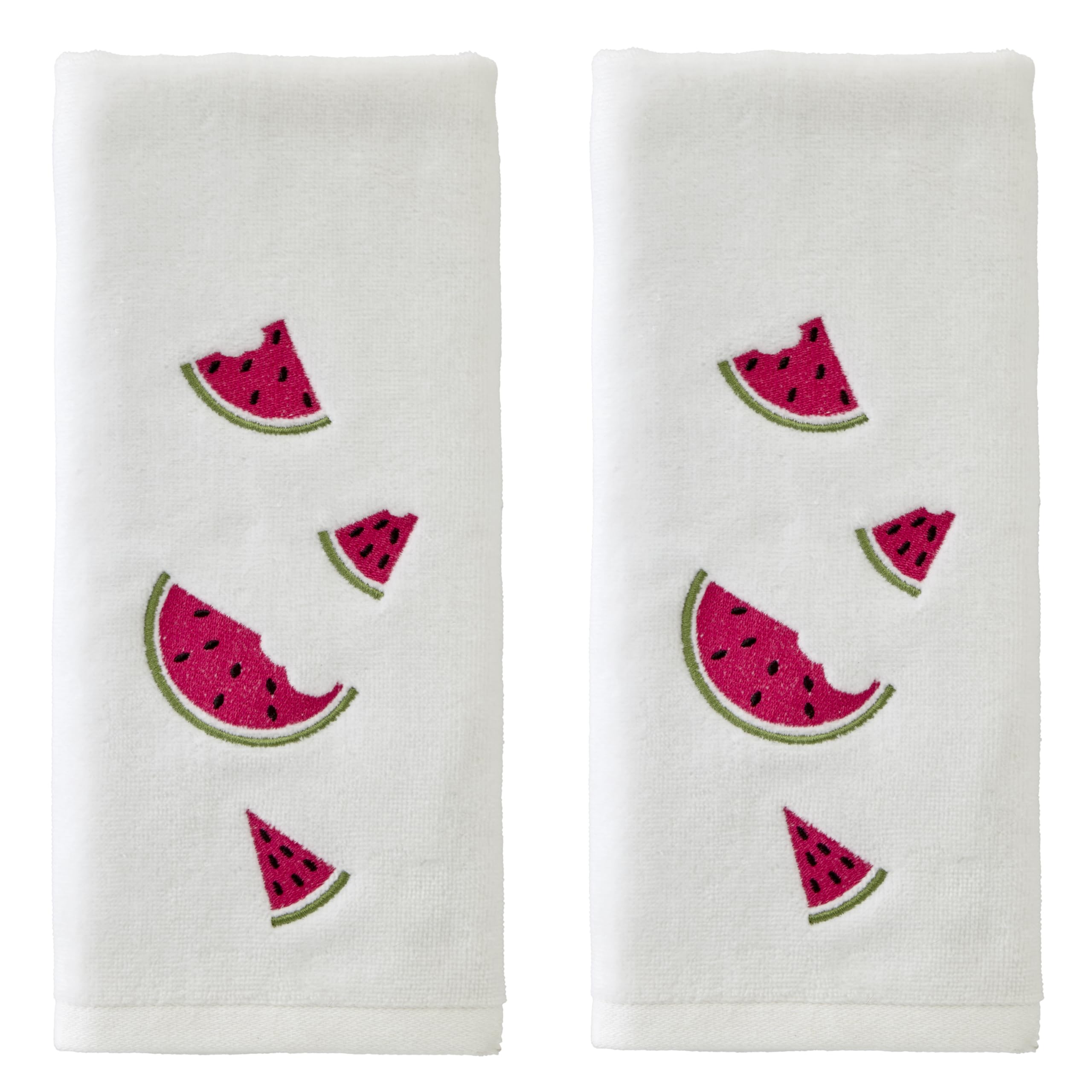 SKL Home Tossed Watermelons Hand Towel 2pc Set for Bath/Kitchen/Bar & Gift, Optic White