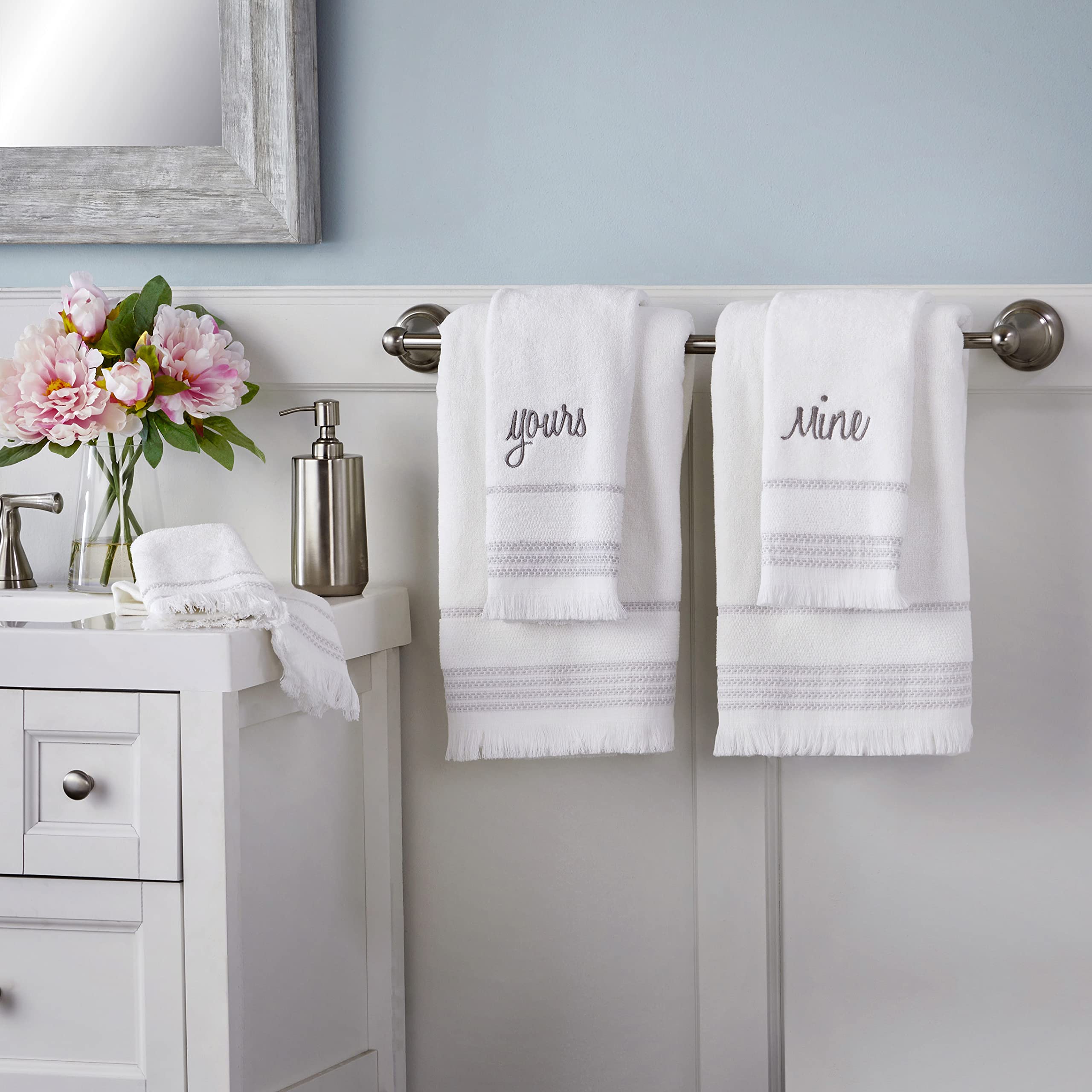 Skl Home Yours & Mine Hand Towel Set, White