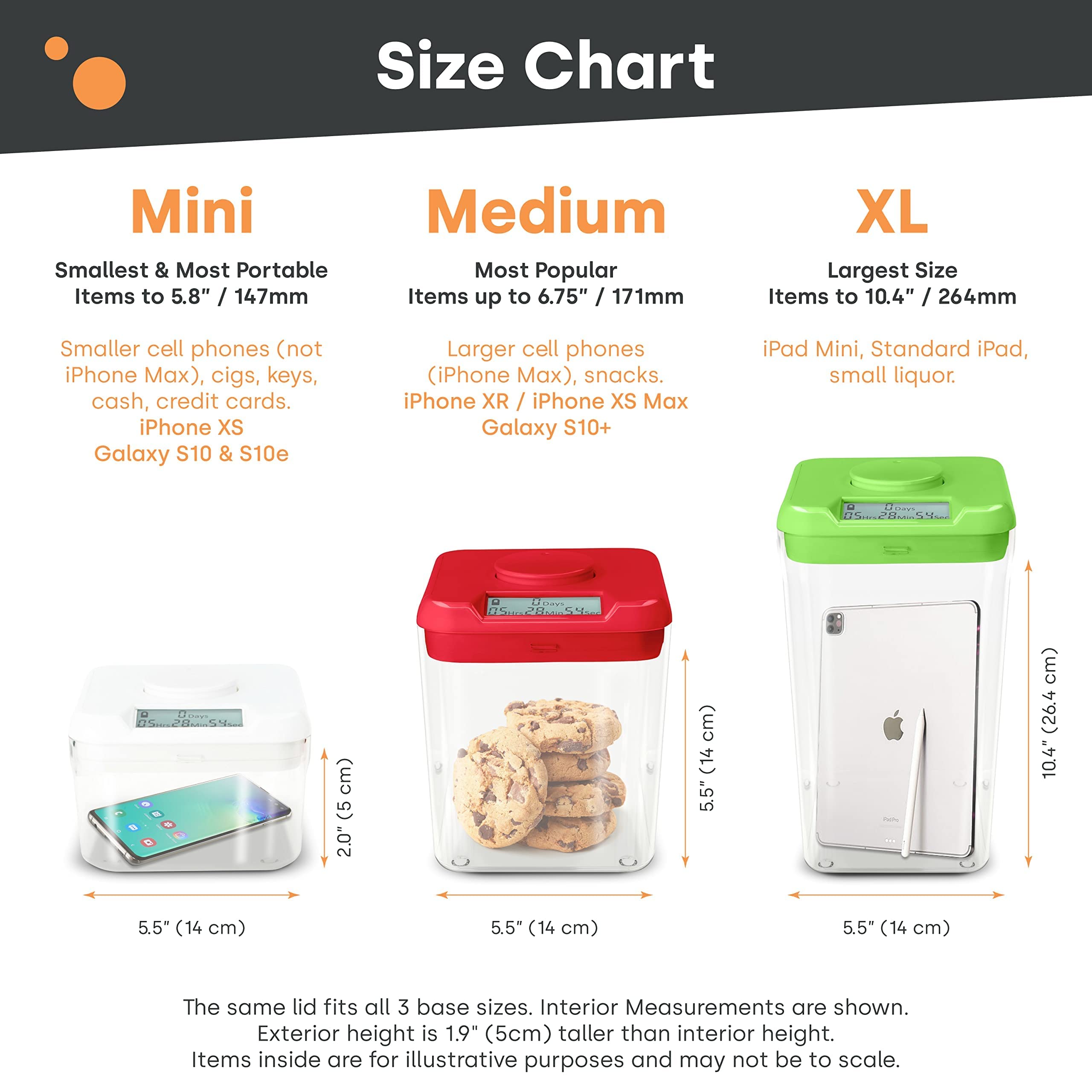 Kitchen Safe: Time Locking Container (White Lid + Clear Base) - 5.5'' Height