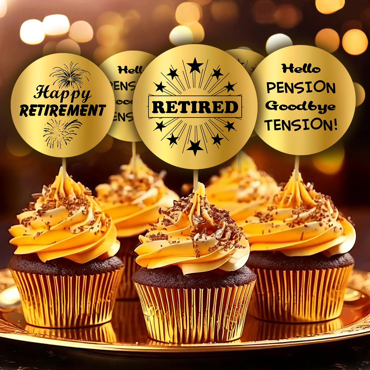Gold Foil Retirement Kisses Stickers  (Set of 216) Chocolate Drops Labels Stickers for Happy Retirement Party  Party Favors Decor for Kisses