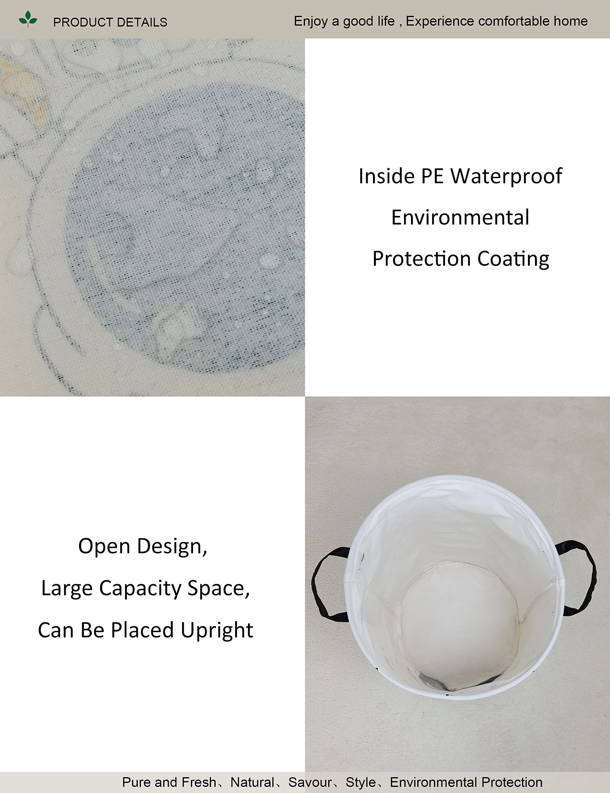 ONOEV Round Fabric Storage Bin Decorative Basket Organizer Basket with Handles for Clothes Storage books and sundries (Star astronaut)  19.7inch(H) x 15.7inch(D)
