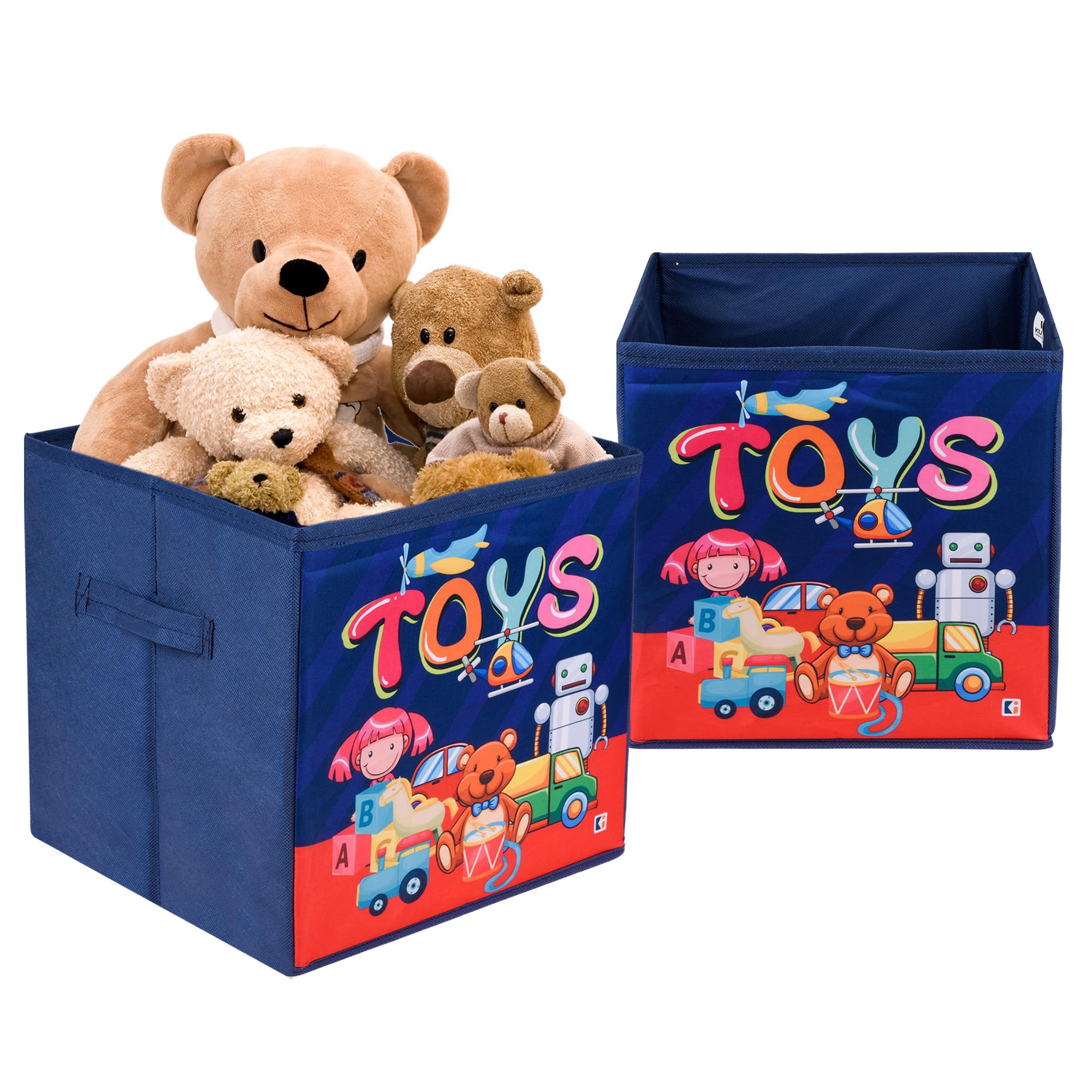 Kuber Industries NonWoven Pack Of 2 Storage Box,Square Toy Storage Box,Wardrobe Organizer For ClothesBooksToys,Stationary Org