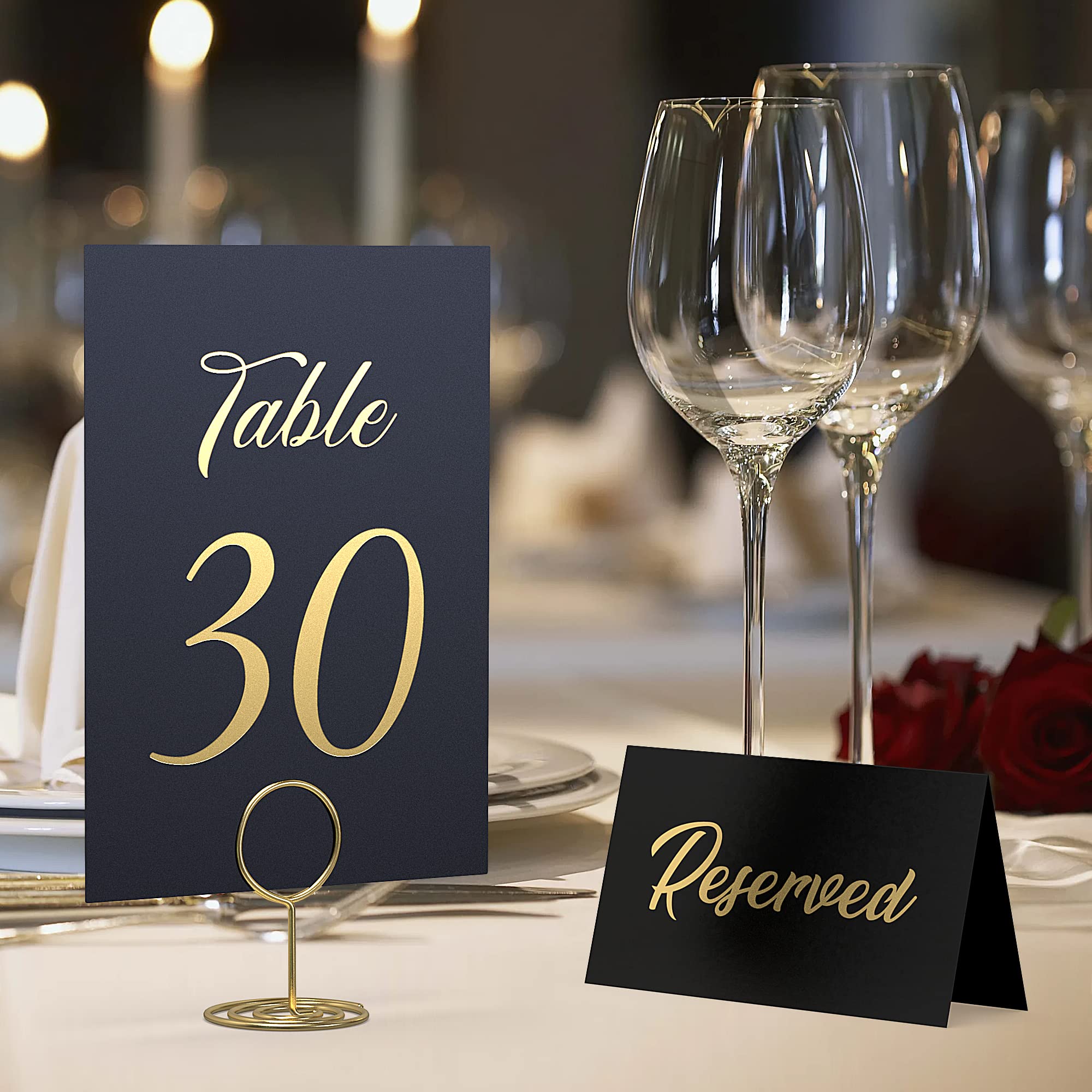Black Wedding Table Numbers 1-30 With Gold Foil Letters - Table Number Cards 4X6 With Head & Gift Table - Wedding Numbers For Ta