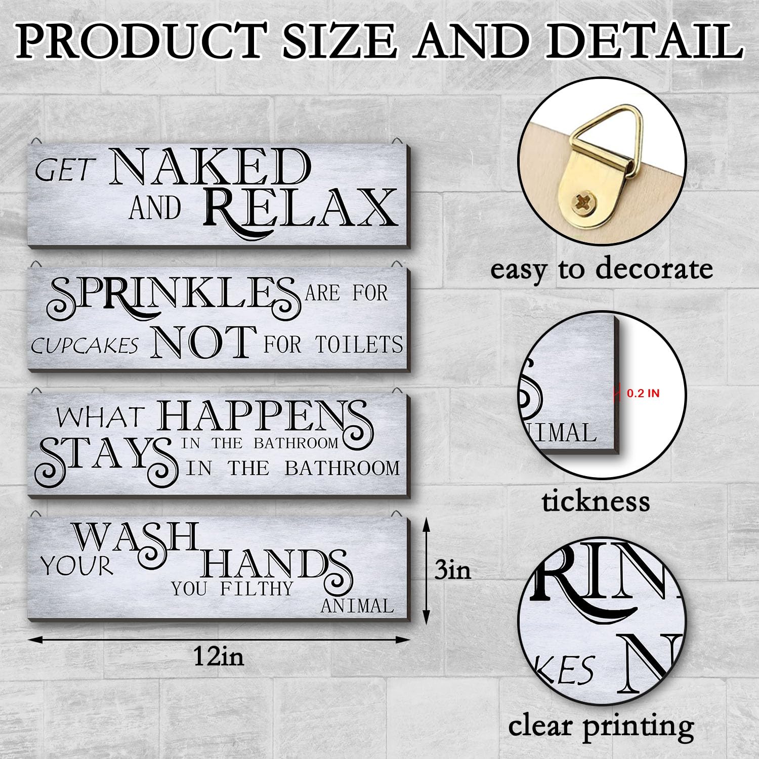 Advanced Blue Bathroom Wall Decor 4 Pieces Funny Bathroom Rules Signs Decor - Farmhouse Vintage Wall Decor -Wall Art Home Laundr