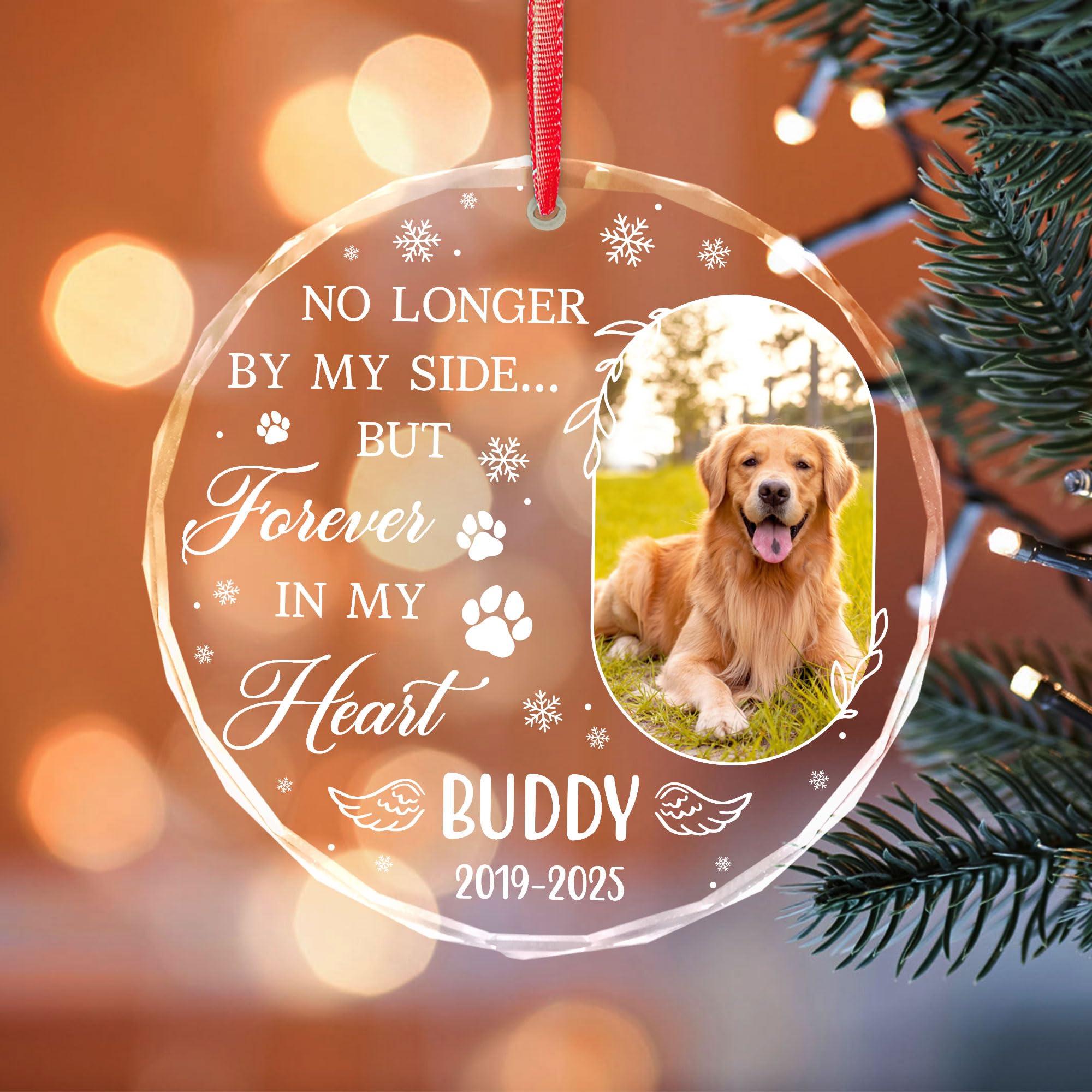 Dog Photo Christmas Ornaments Personalized 2025 - Pet Memorial Picture Ornament - Dog Loss, in Memory, Pet Remembrance Gifts - N