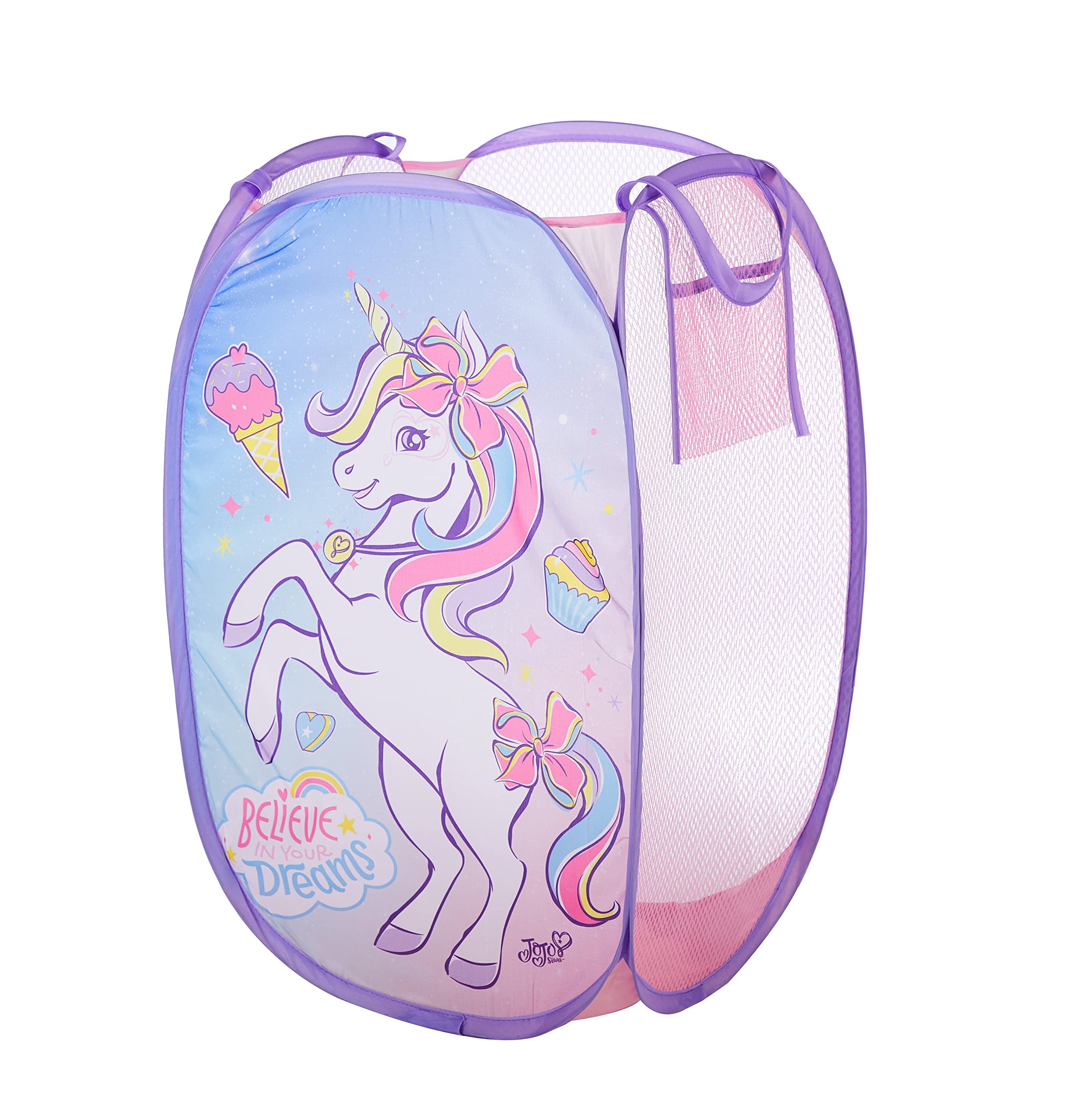 Idea Nuova Jojo Siwa Pop Up Hamper With Durable Carry Handles, 21'' H X 13.5'' W X 13.5'' L