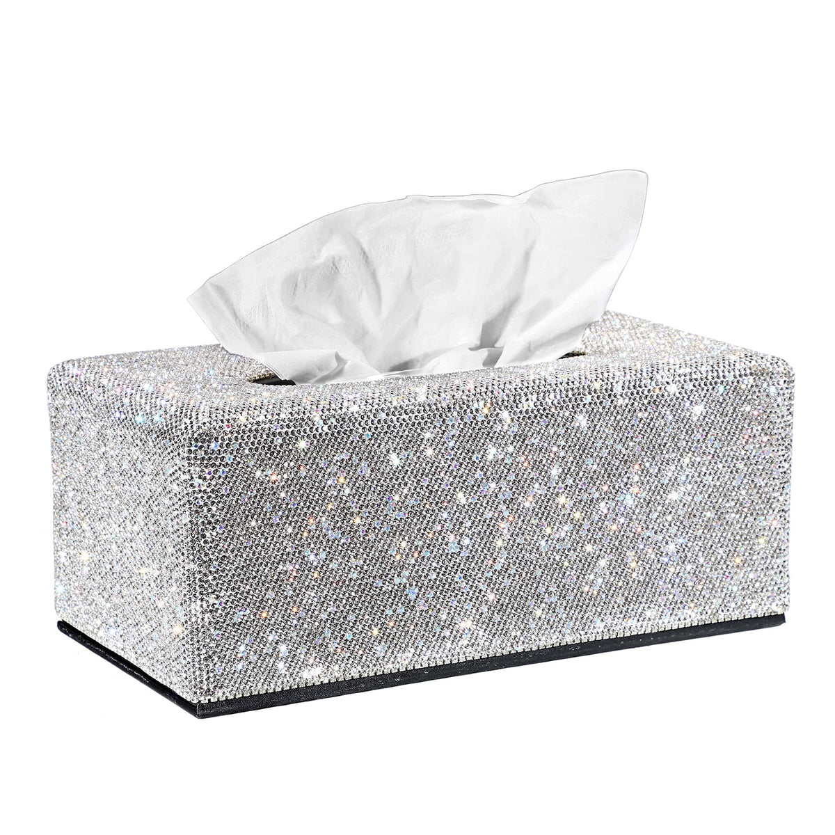 Sumnacon Tissue Box Cover Bling Tissue Box For Bathroom Sparkling Rectangular Tissue Box Holder With Magnetic Gorgeous Tissue Ho