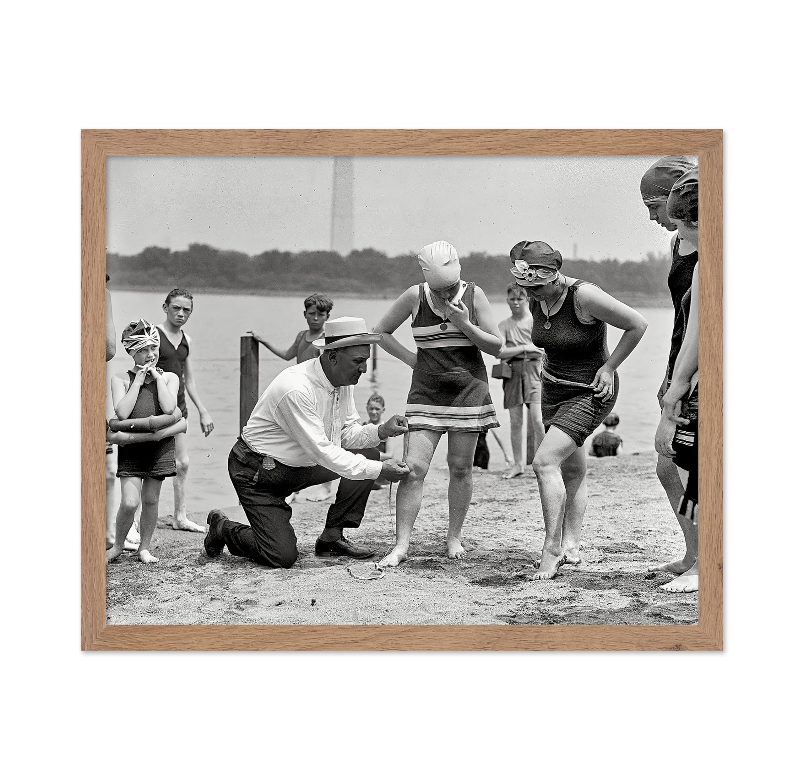 Poster Master Vintage Beach Police Poster - Retro Swimwear Print - Measuring Bathing Suits Art - Beach Art - Coastal Gift for Hi