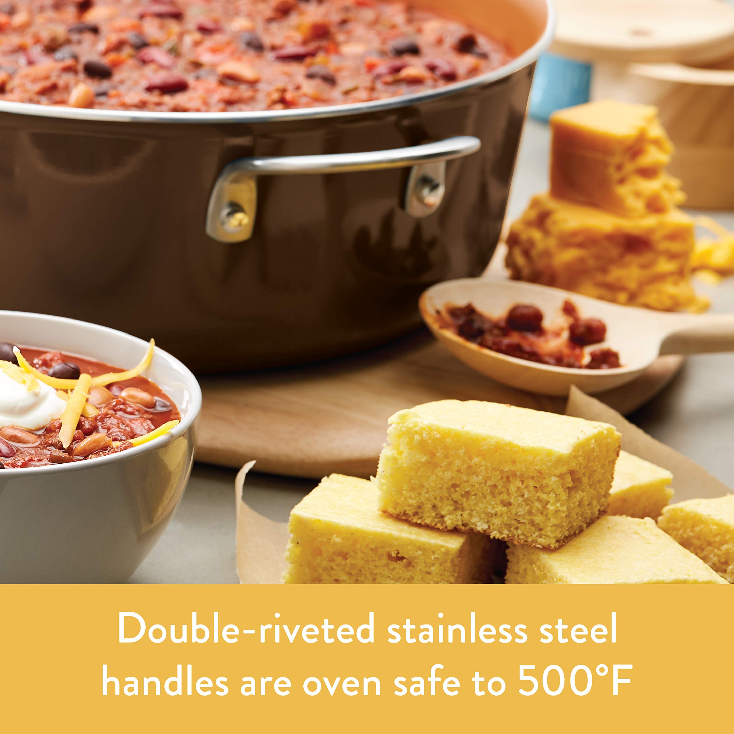 Ayesha Curry Home Collection Nonstick Sauce Pan/Saucepan With Lid, 3 Quart, Brown