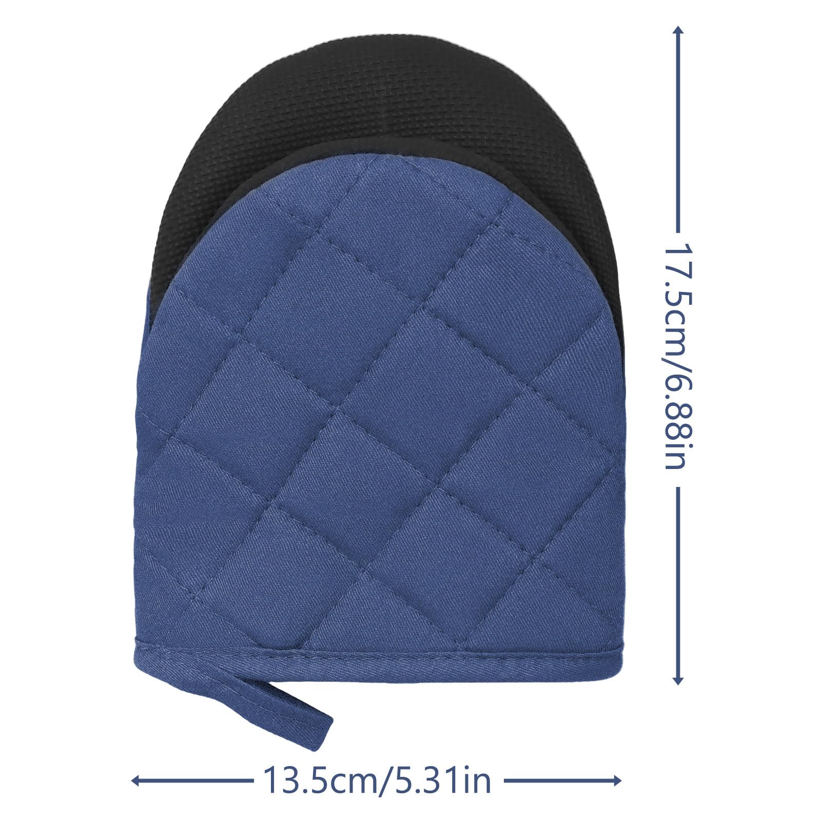 Goldmeet 1 Pair Short Oven Mitts, Heat Resistant Silicone Kitchen Mini Oven Mitts For 500 Degrees, Non-Slip Grip Surfaces And Ha