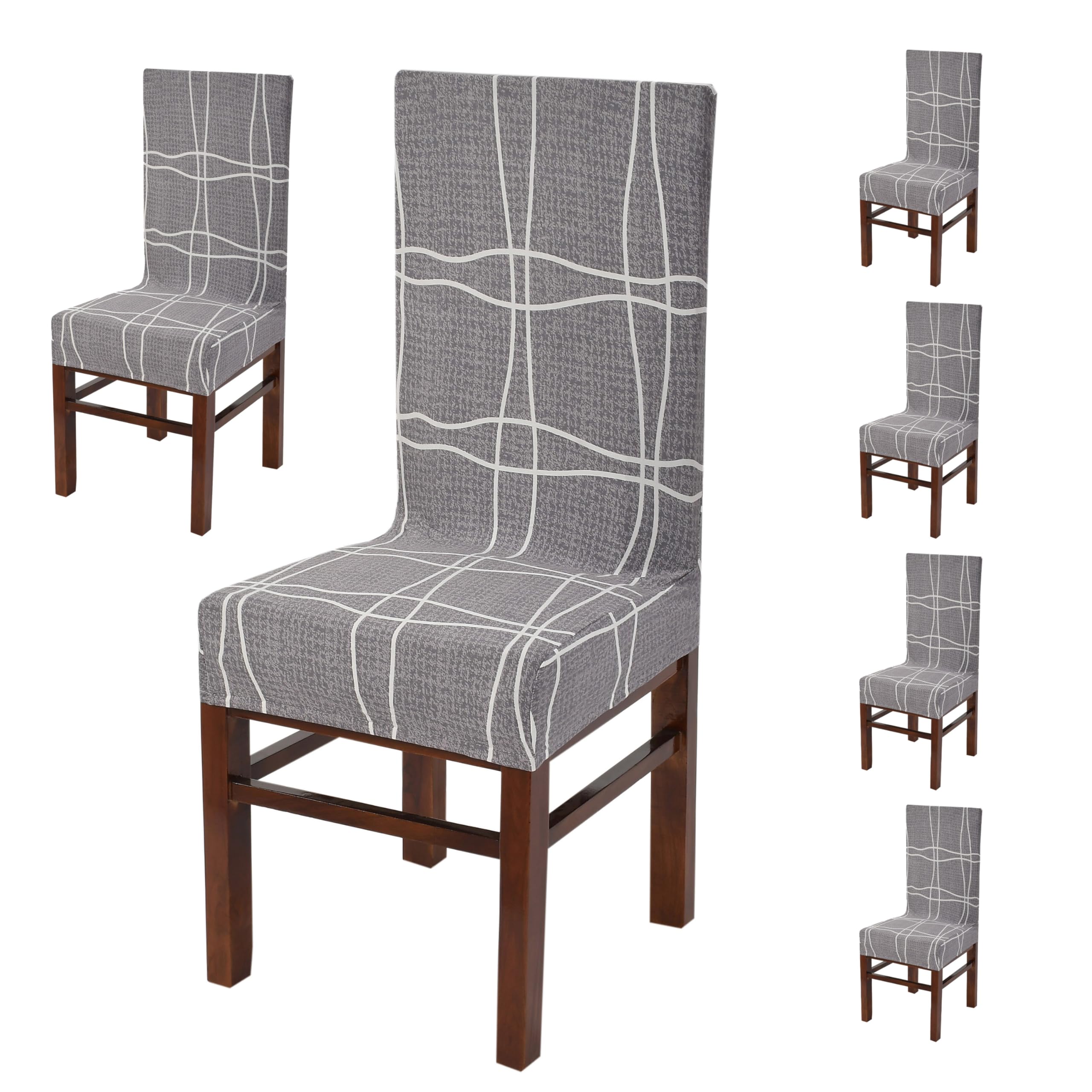 Yellow Weaves Elastic Stretchable Dining Chair Cover, Removable Washable Elastic Floral Printed Dining Chair Covers (Set Of 6, F
