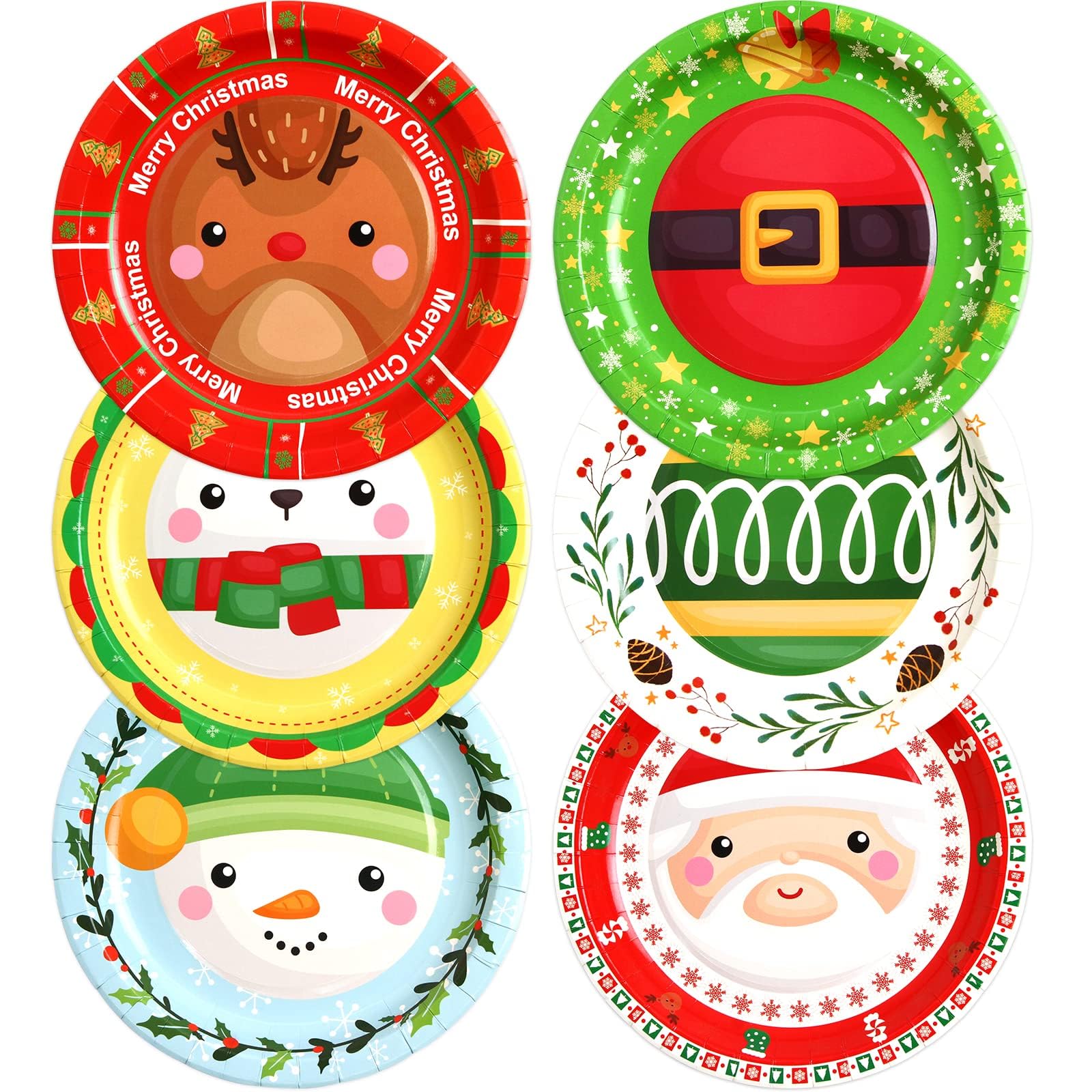 ceiba tree Christmas Paper Plates 60Pcs Party Plates Disposable 9    Winter Holiday Dinner Party Supplies