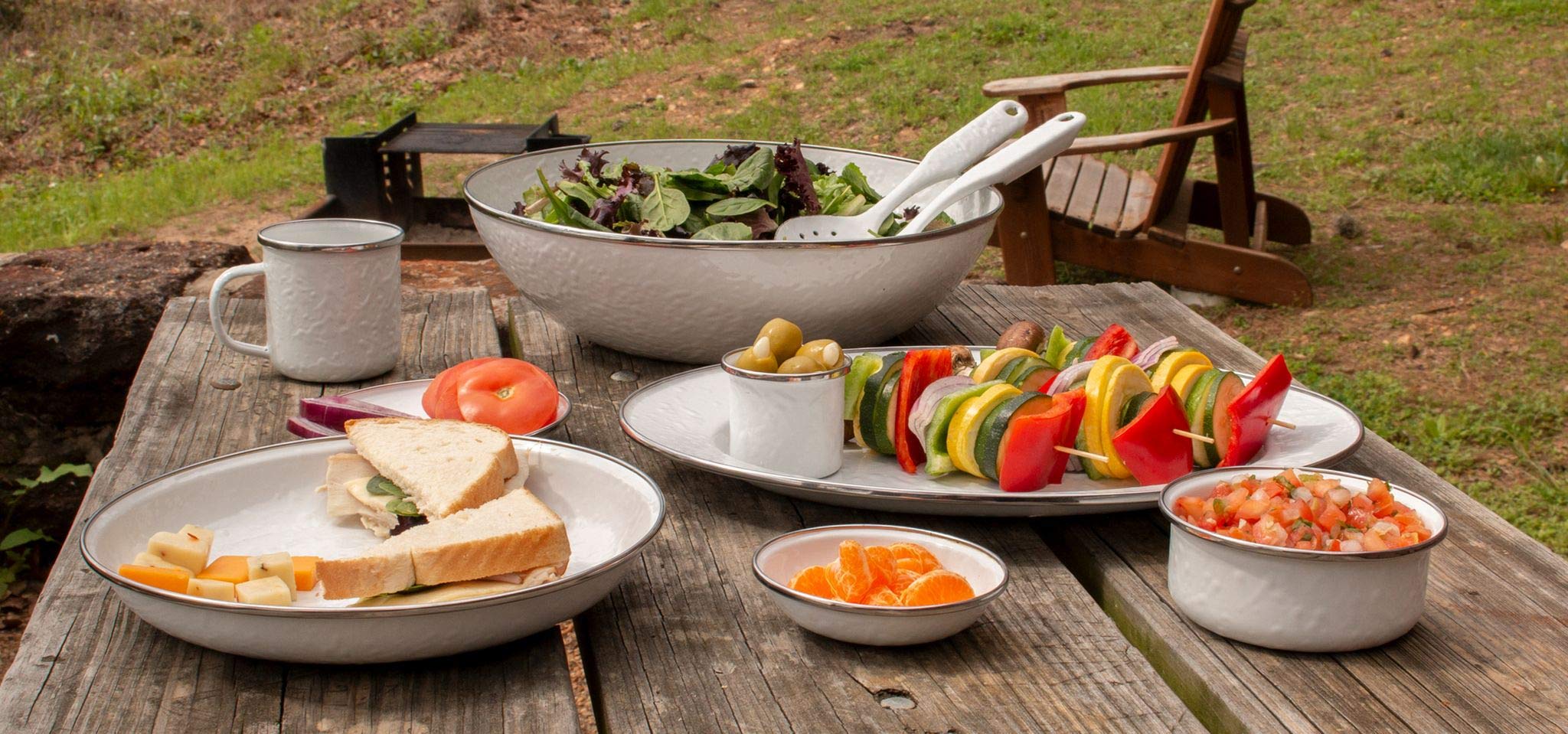 Golden Rabbit Enamelware - Set Of 6-4Oz Tasting Dishes (Solid White)