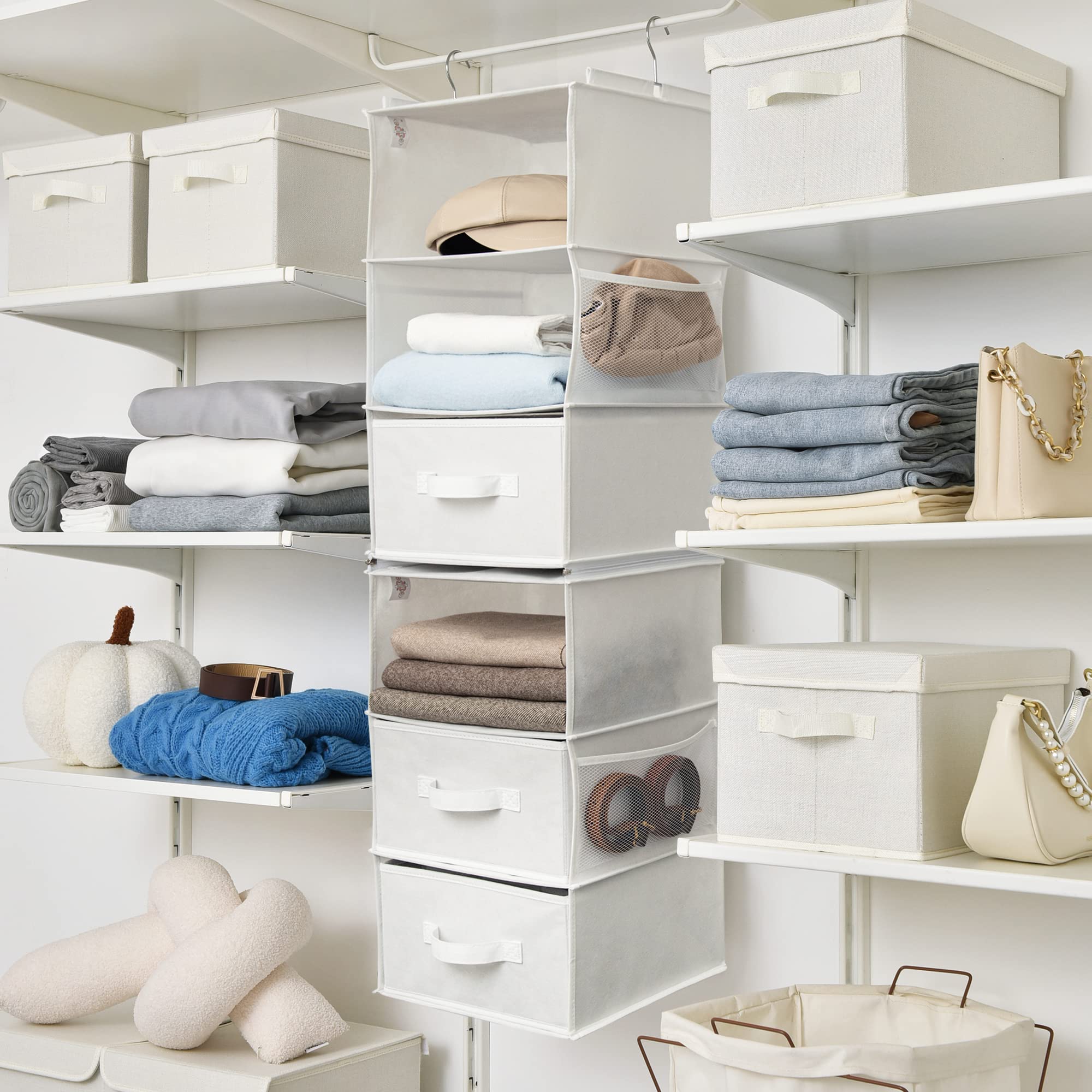 Granny Says 6-Shelf Hanging Organizer For Closet, Separable To 2 Pack 3-Shelf Hanging Shelves, Organization And Storage With 3 D