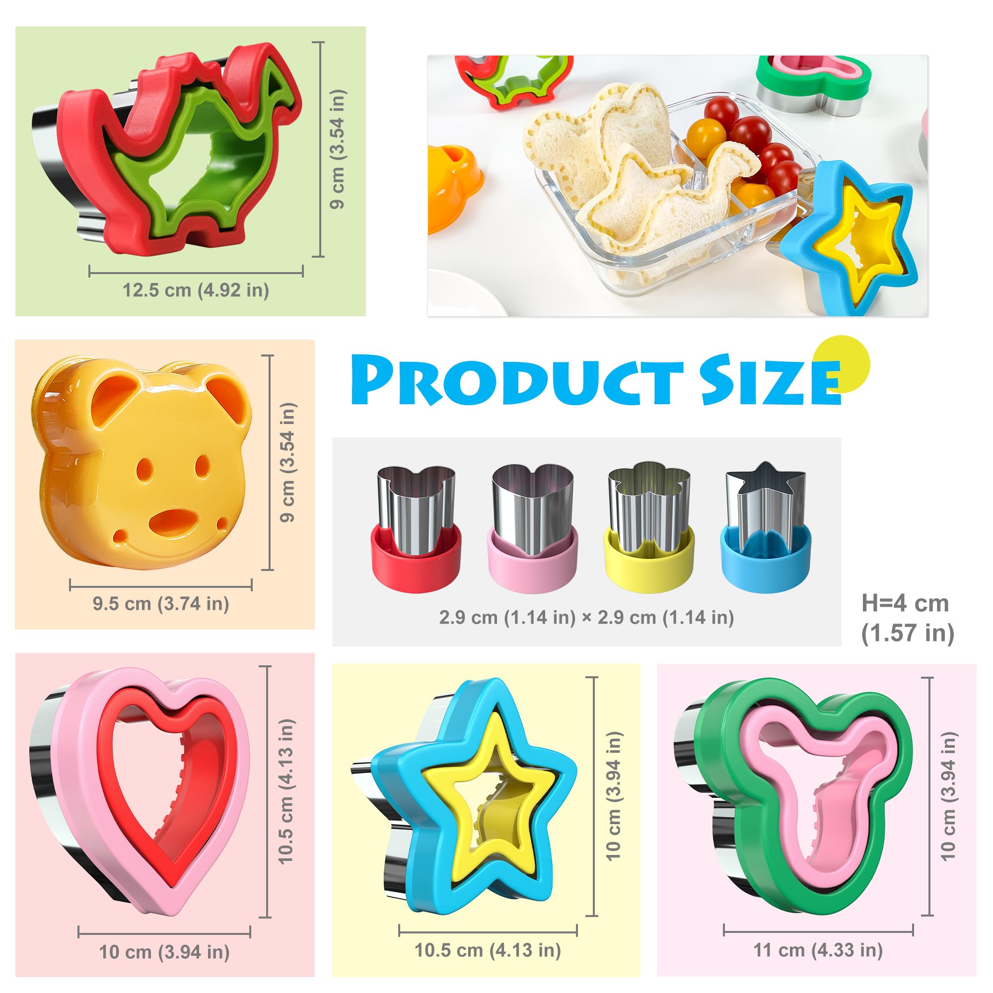 Sandwich Cutter And Sealer, Sandwich Cutter For Kids 5 Pcs(Big), Decruster Sandwich Maker, Great For Lunchbox And Bento Box - Bo